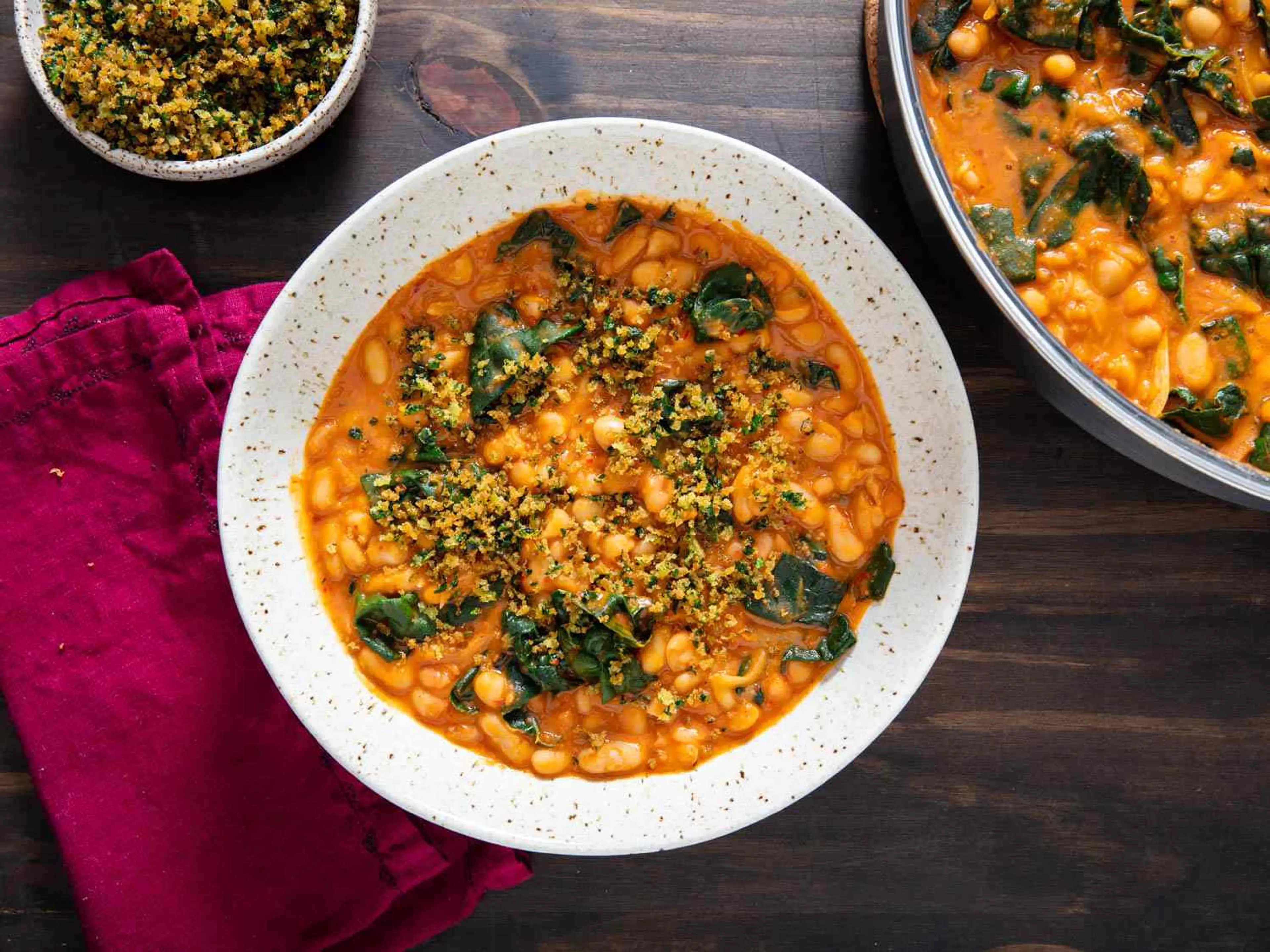 Creamy White Beans With 'Nduja, Kale, and Gremolata Breadcru