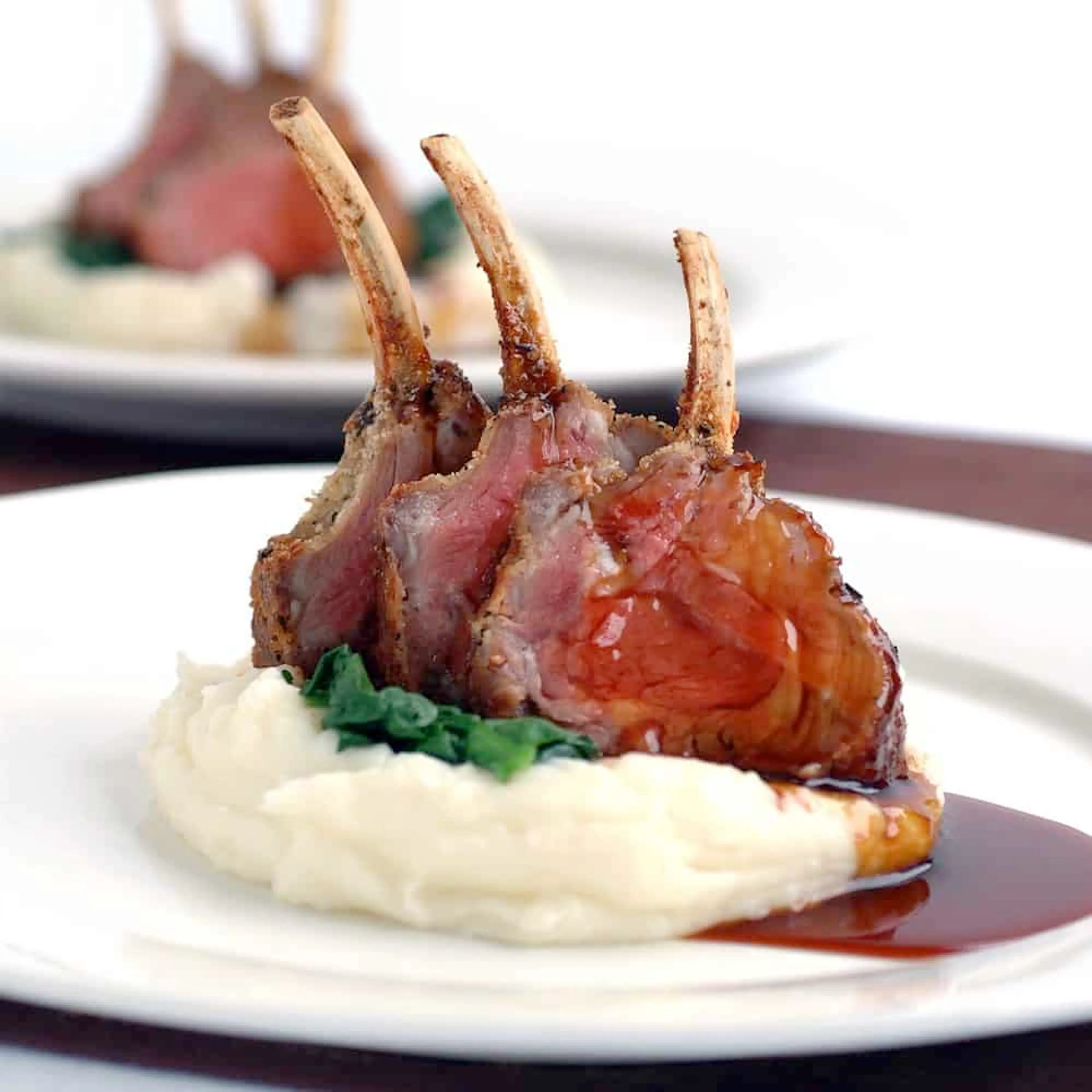 Rosemary & Parmesan Crusted Lamb Racks with Mash Potato & Re