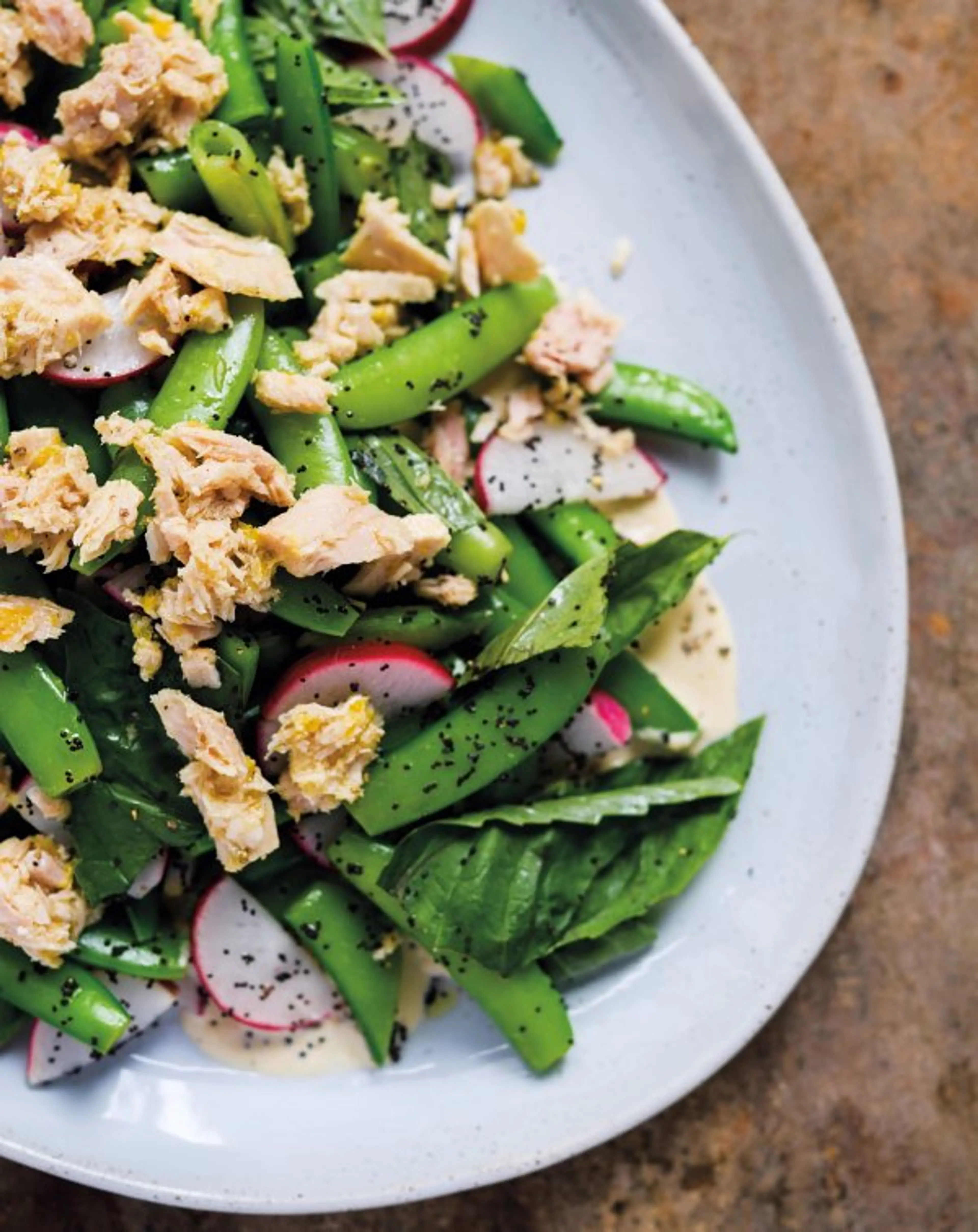 Sugar Snap and Radish Salad with Olive-Oil Tuna
