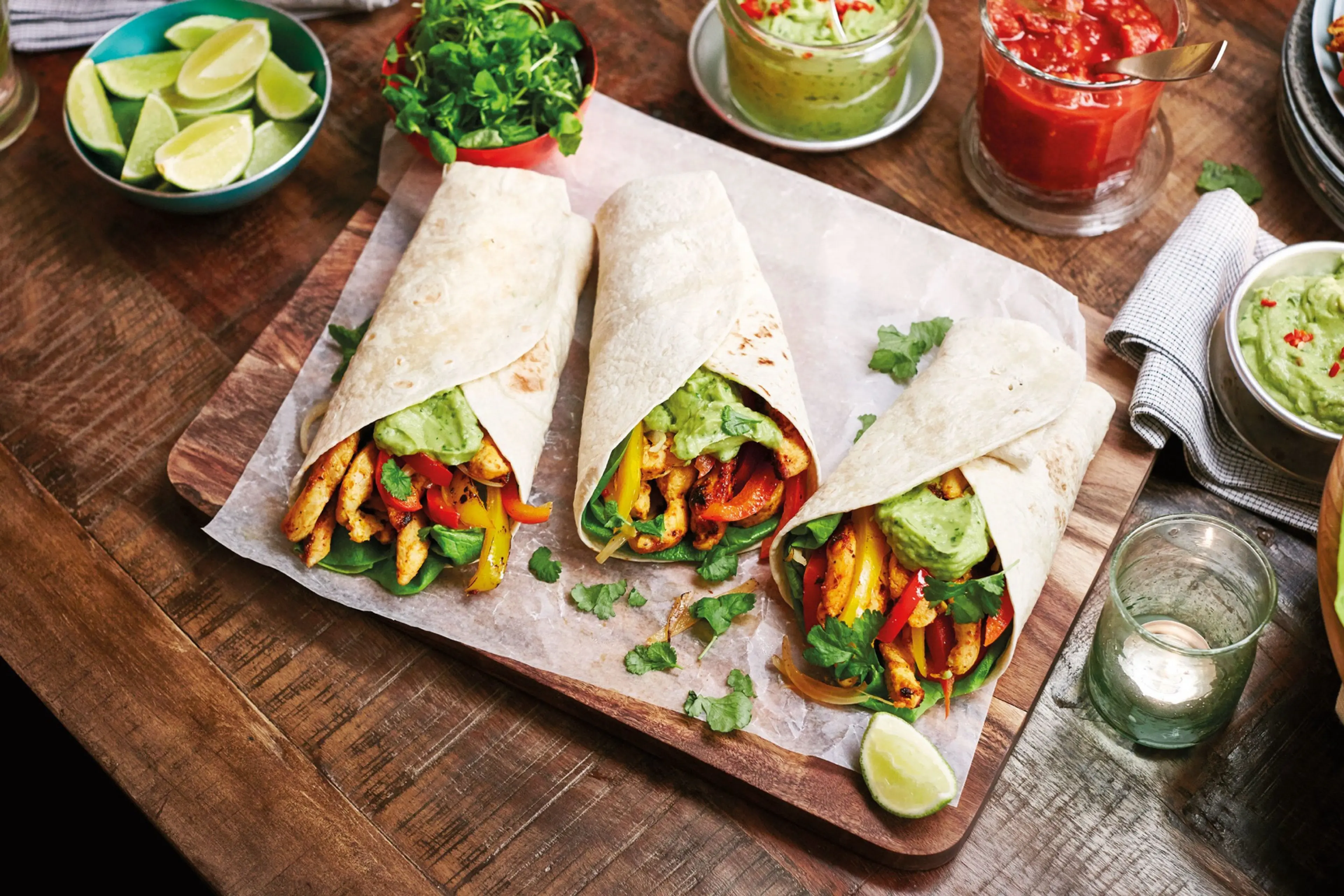 Spicy kip fajita wrap