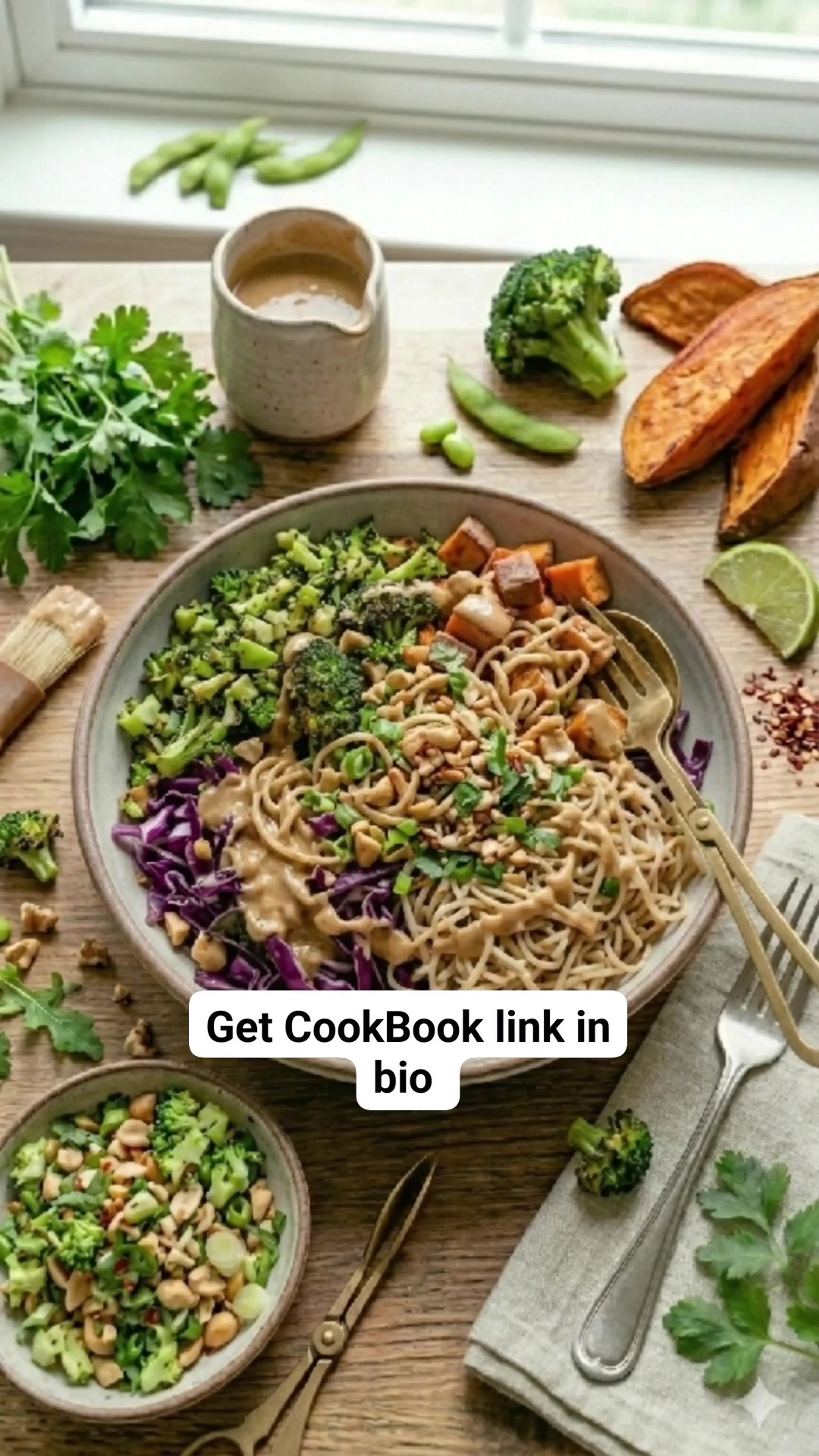 Roasted Broccoli, Sweet Potato & Chopped Rice Noodle Crunch