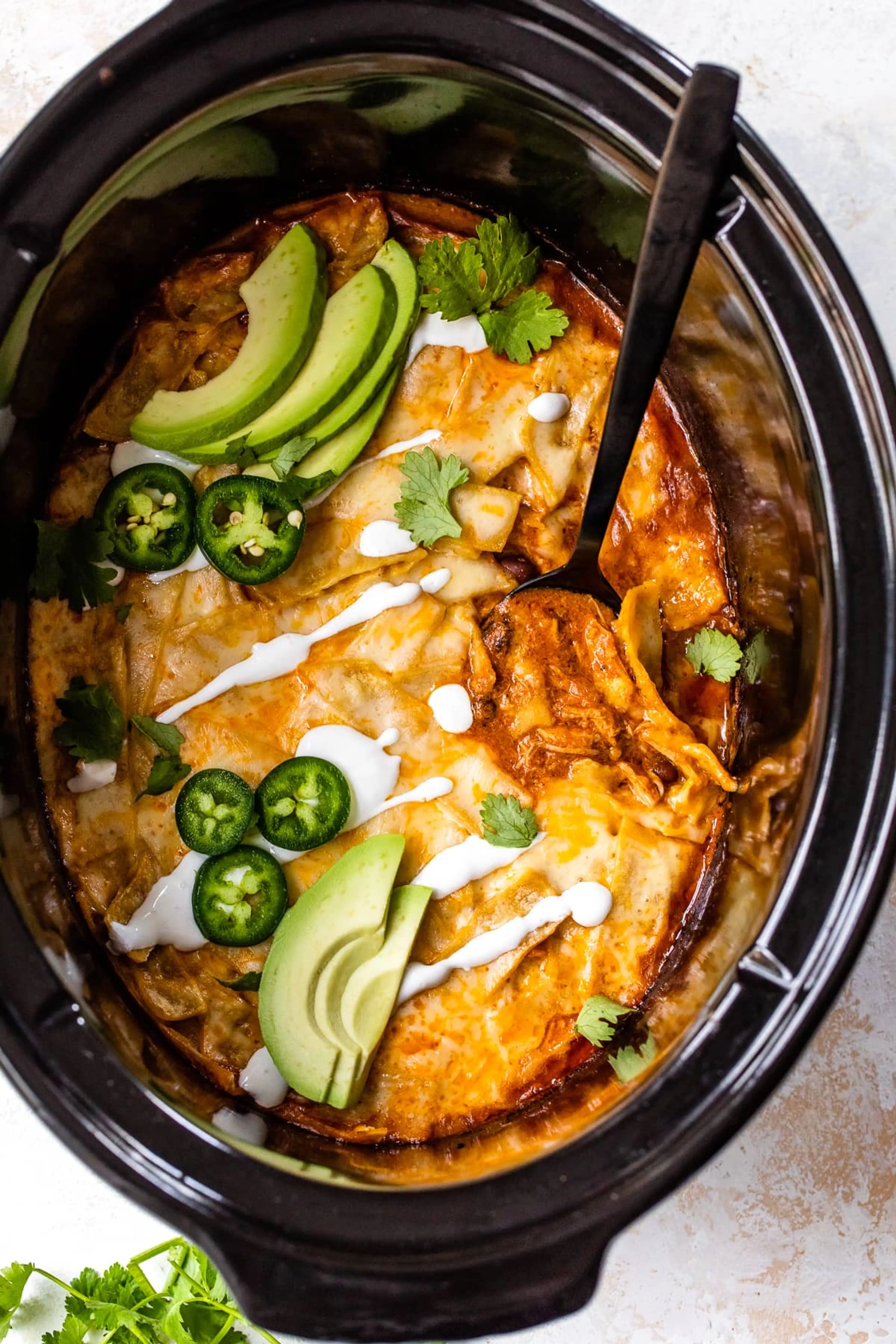 Slow Cooker Chicken Enchilada Casserole