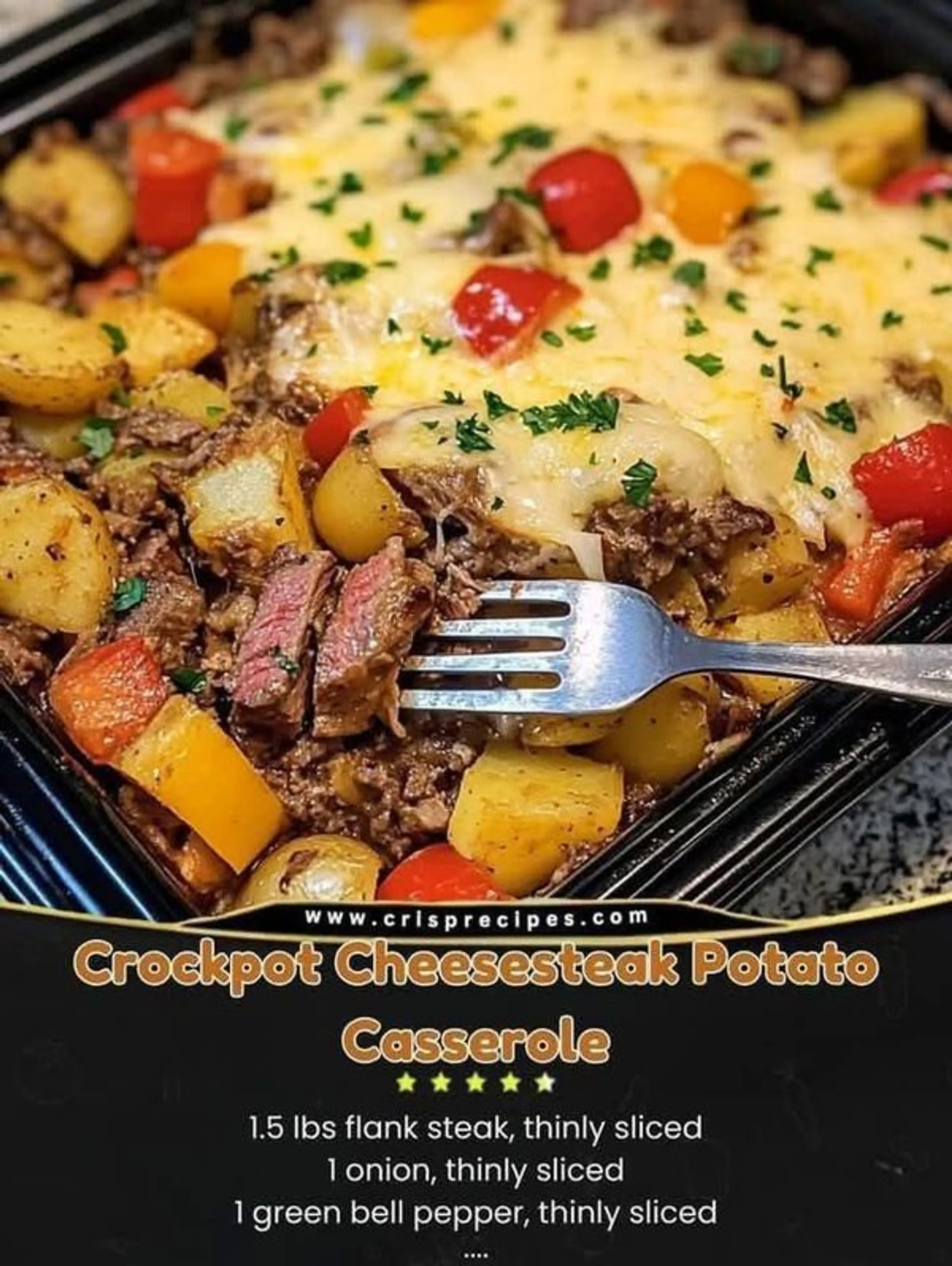 Crockpot Cheesesteak Potato Casserole