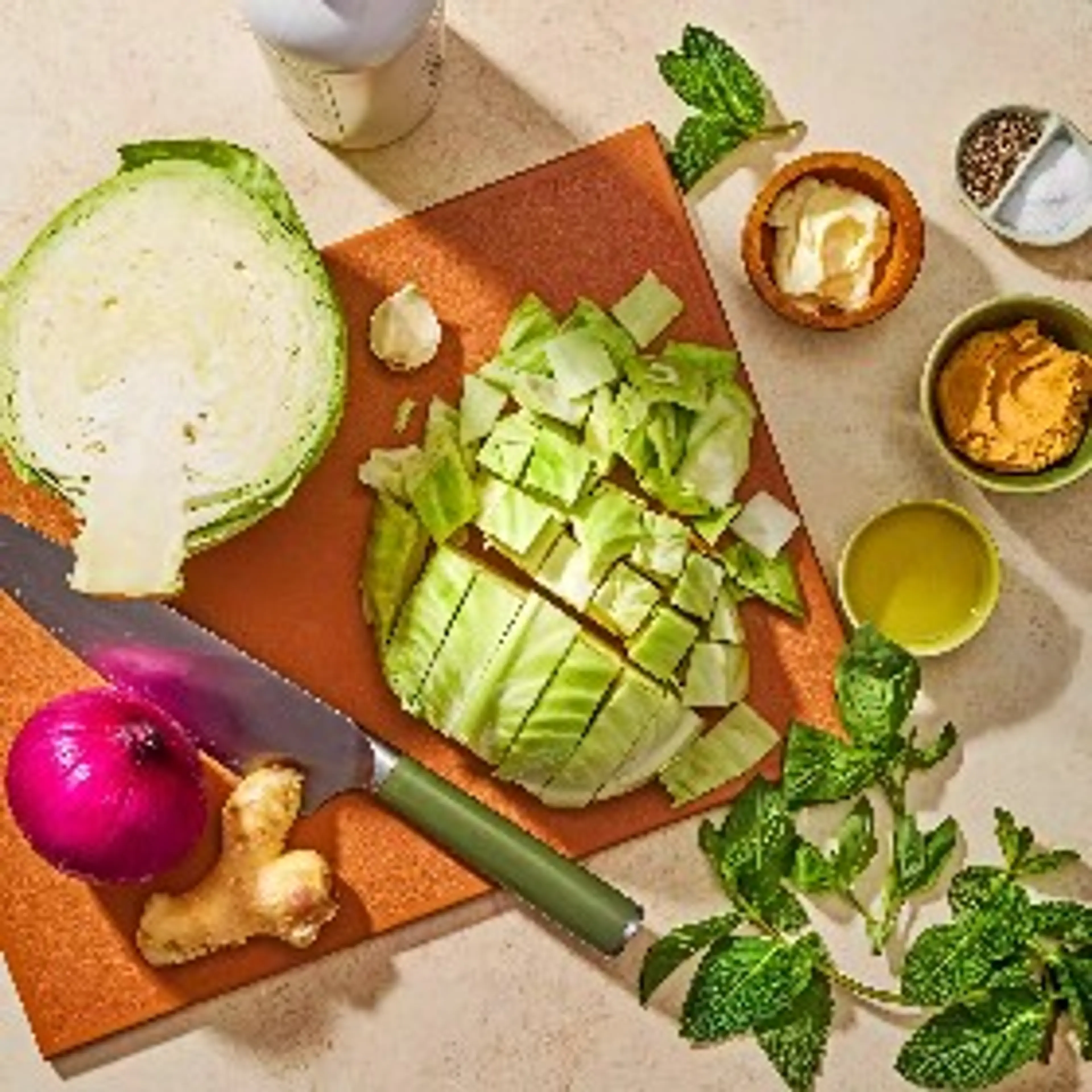 Roasted Cabbage Salad with Miso Vinaigrette