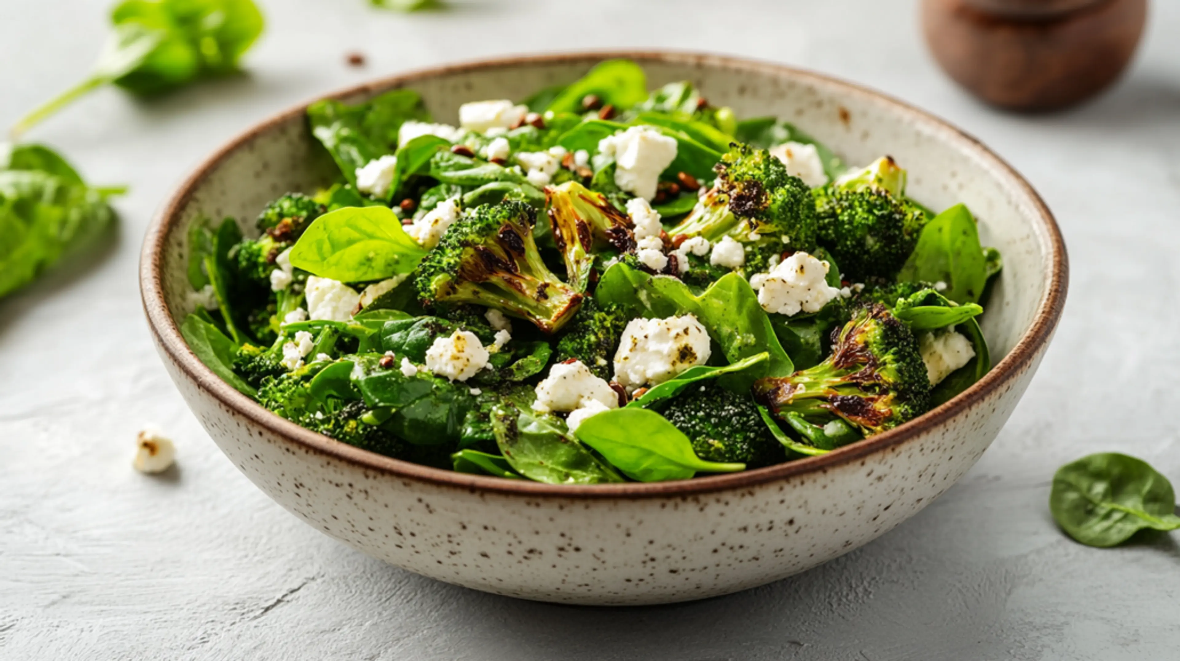 Brokkolisalat mit Feta und Pesto