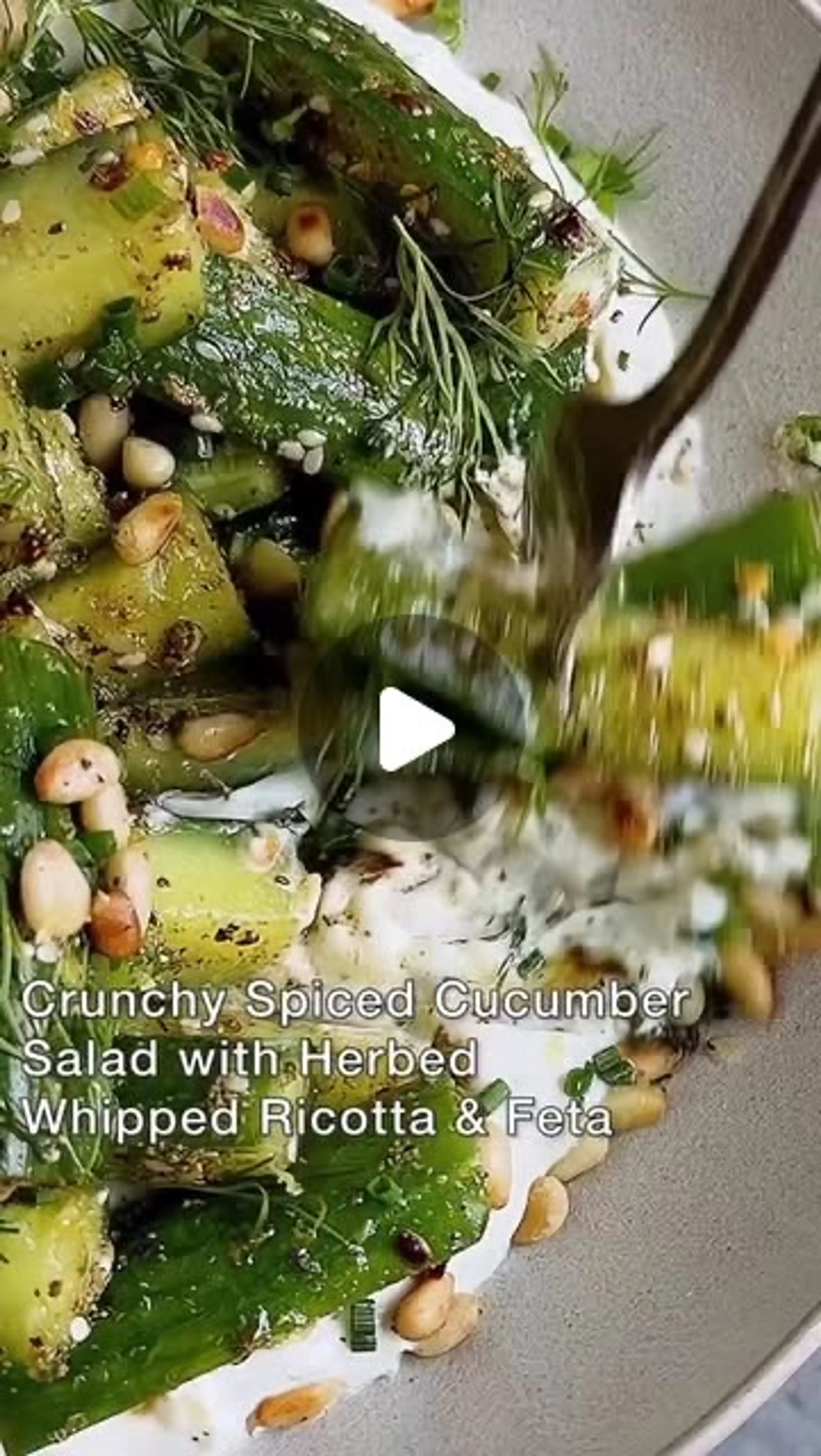 Crunchy Spiced Cucumber Salad with Creamy Herbed Whipped Ric