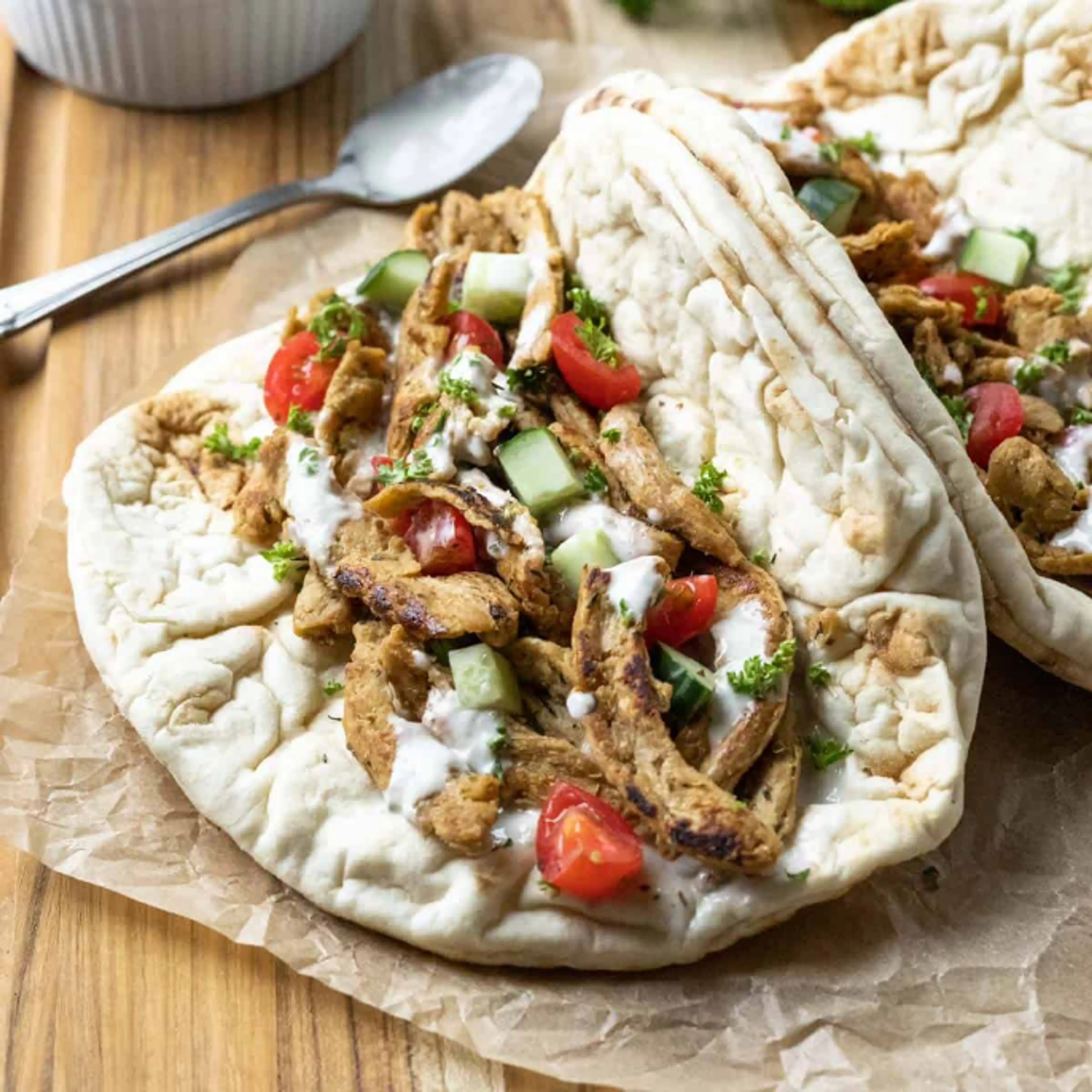 Mediterranean Soy Curl Pita Sandwich