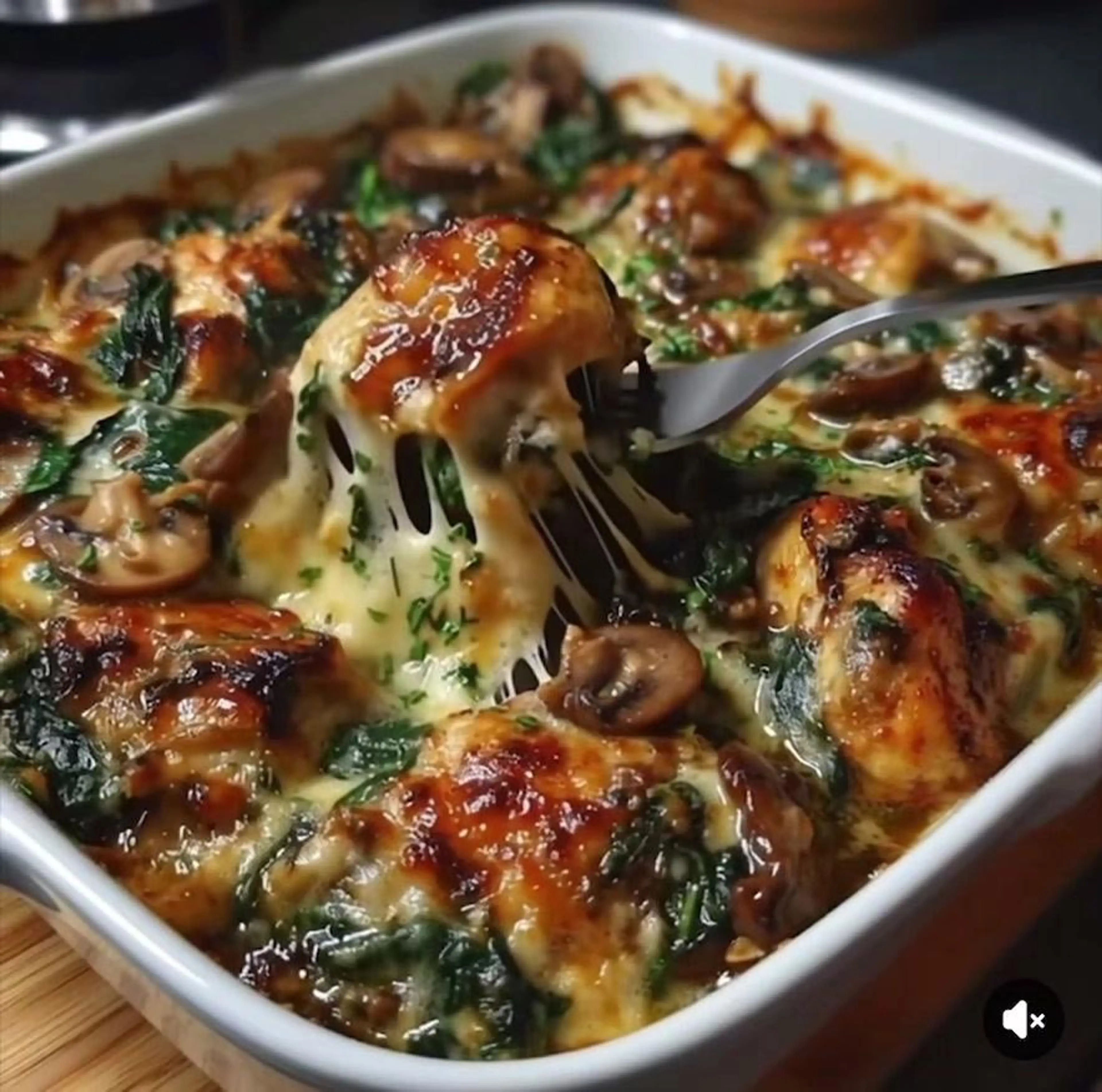 Low-carb Chicken, Spinach & Mushroom Bake Recipe In