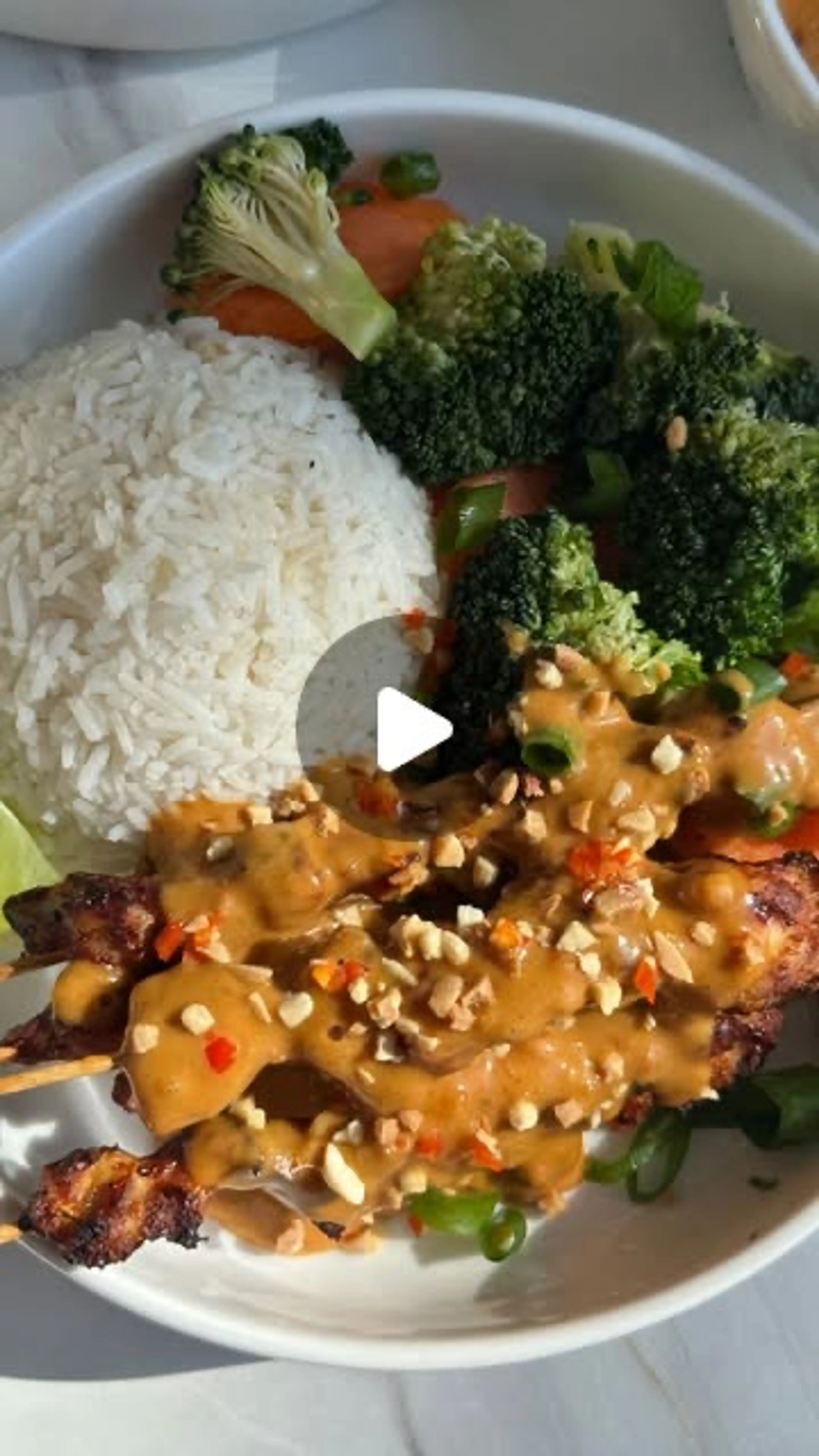 Satay Chicken Skewer Bowls