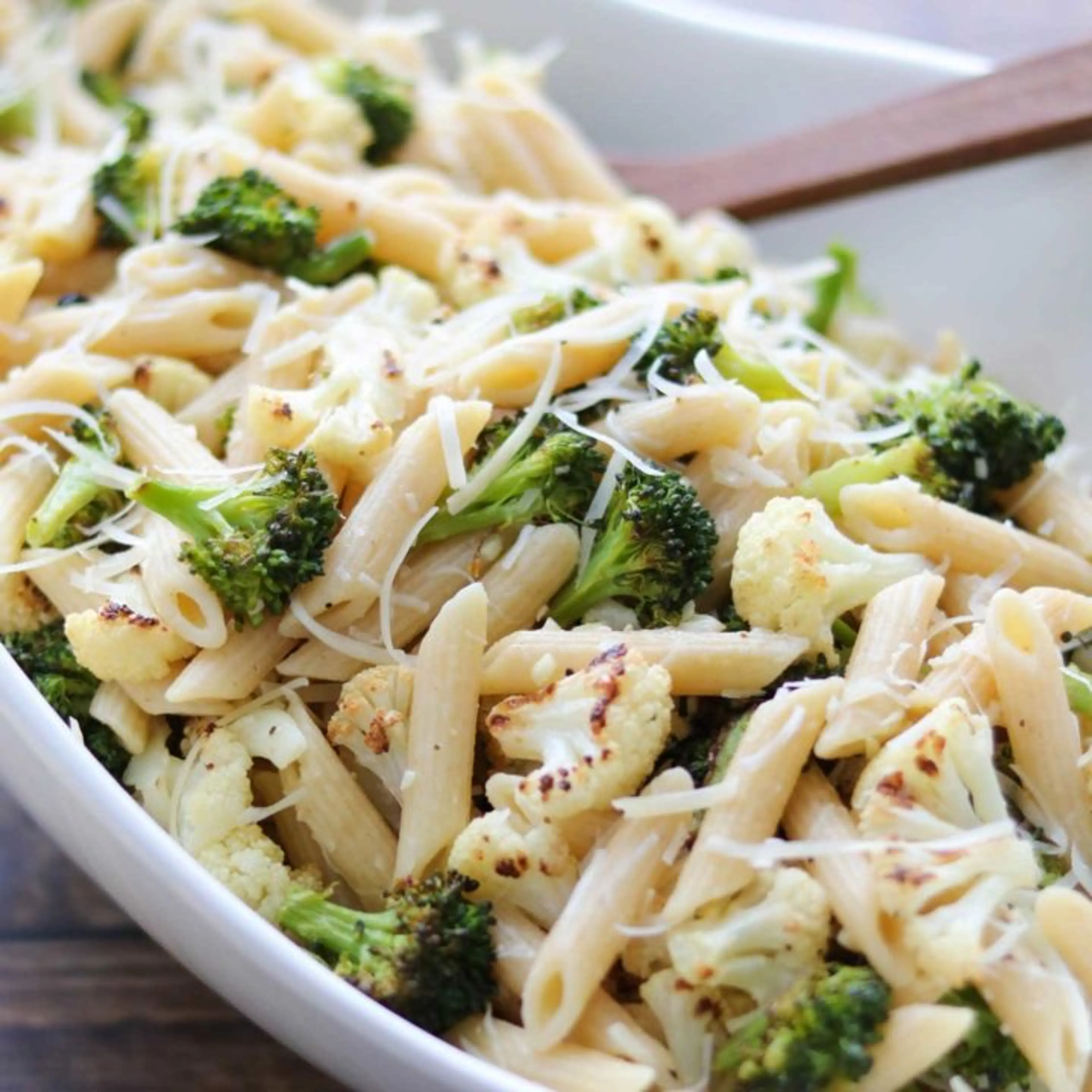Roasted Broccoli and Cauliflower Pasta