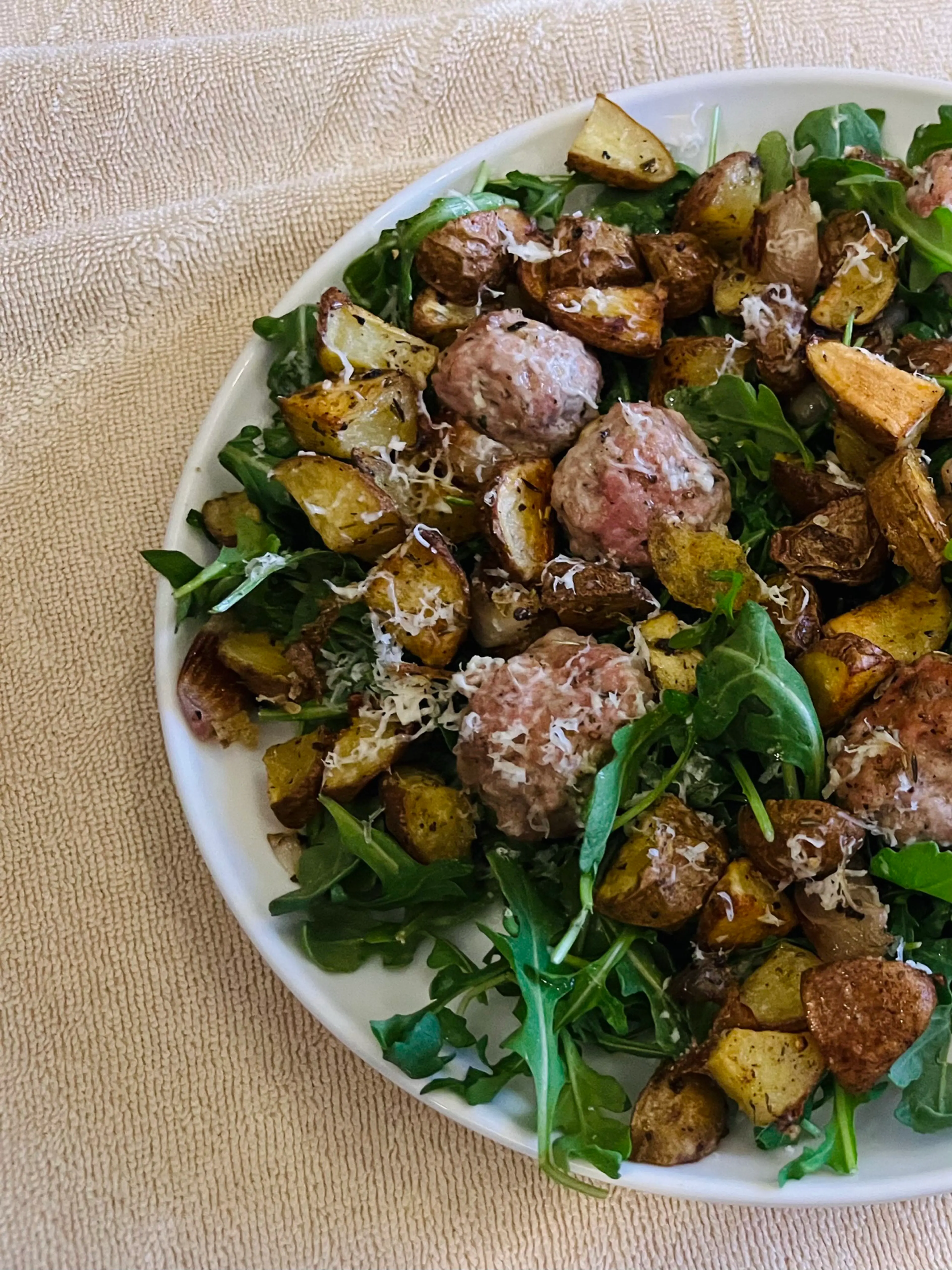 Sausage and Potato Roast with Arugula