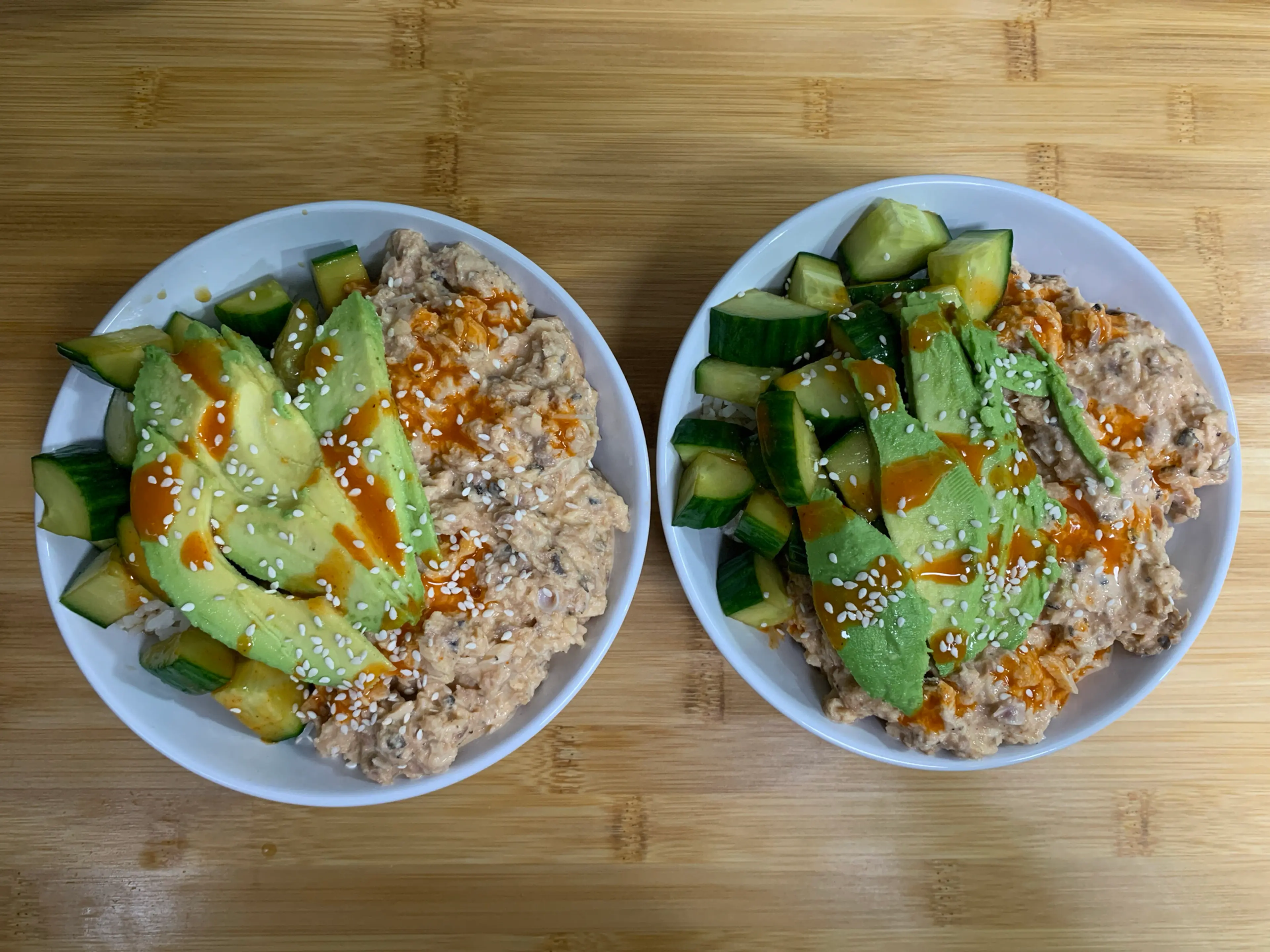 Spicy Canned Salmon Salad Rice Bowl