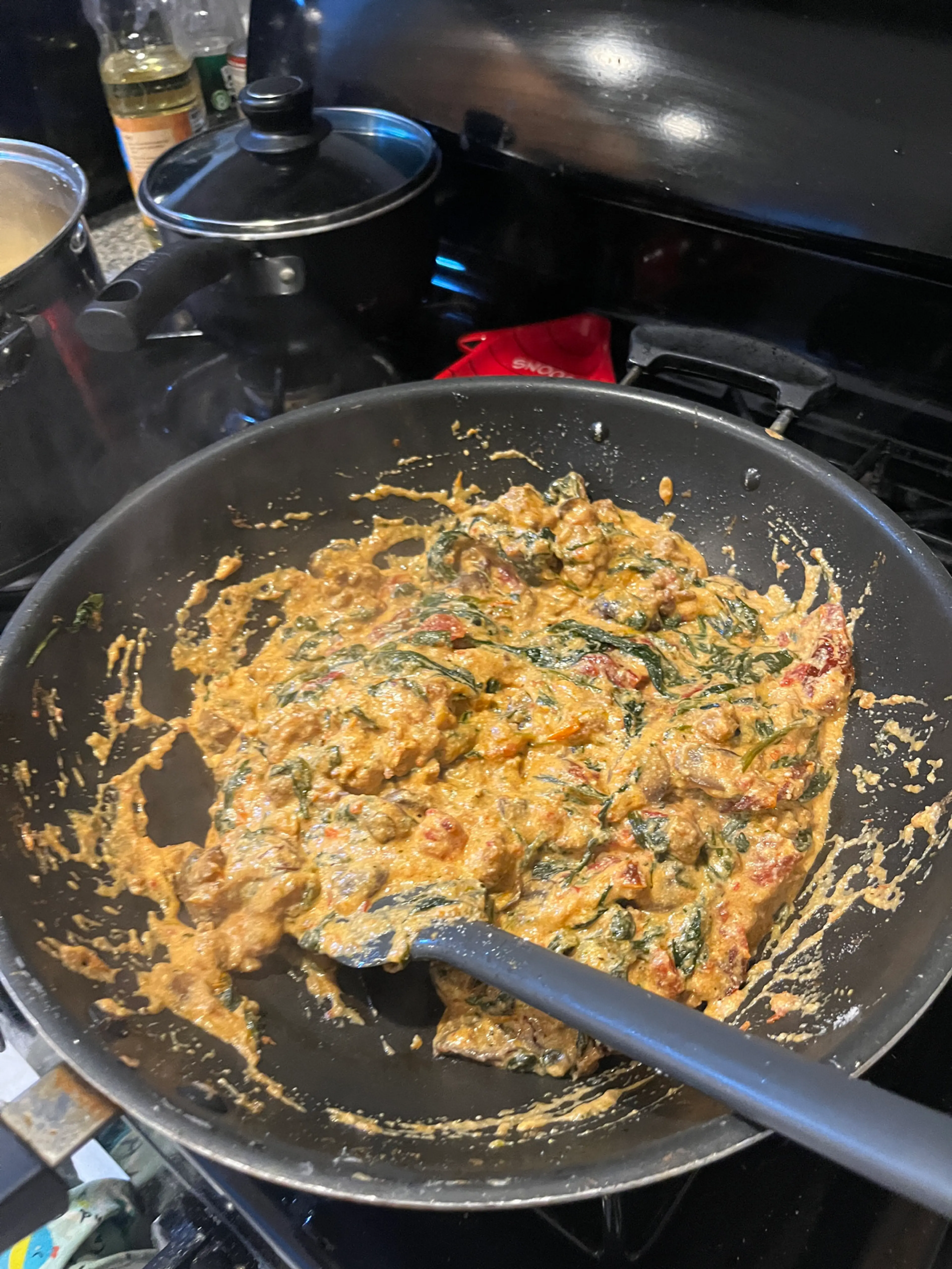 Spinach Sun Dried Tomato Sausage Mushroom Pasta