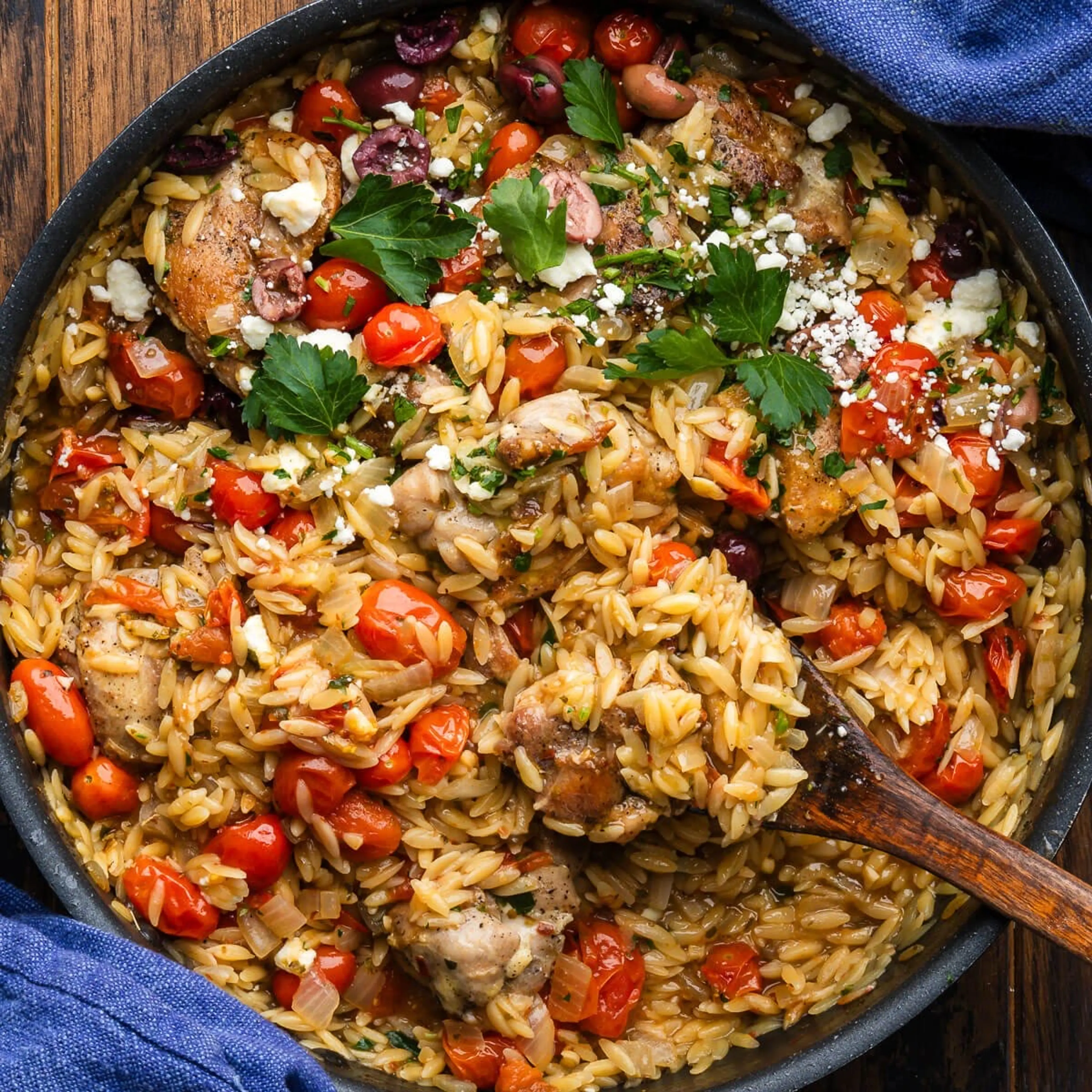 One Pot Mediterranean Chicken and Orzo
