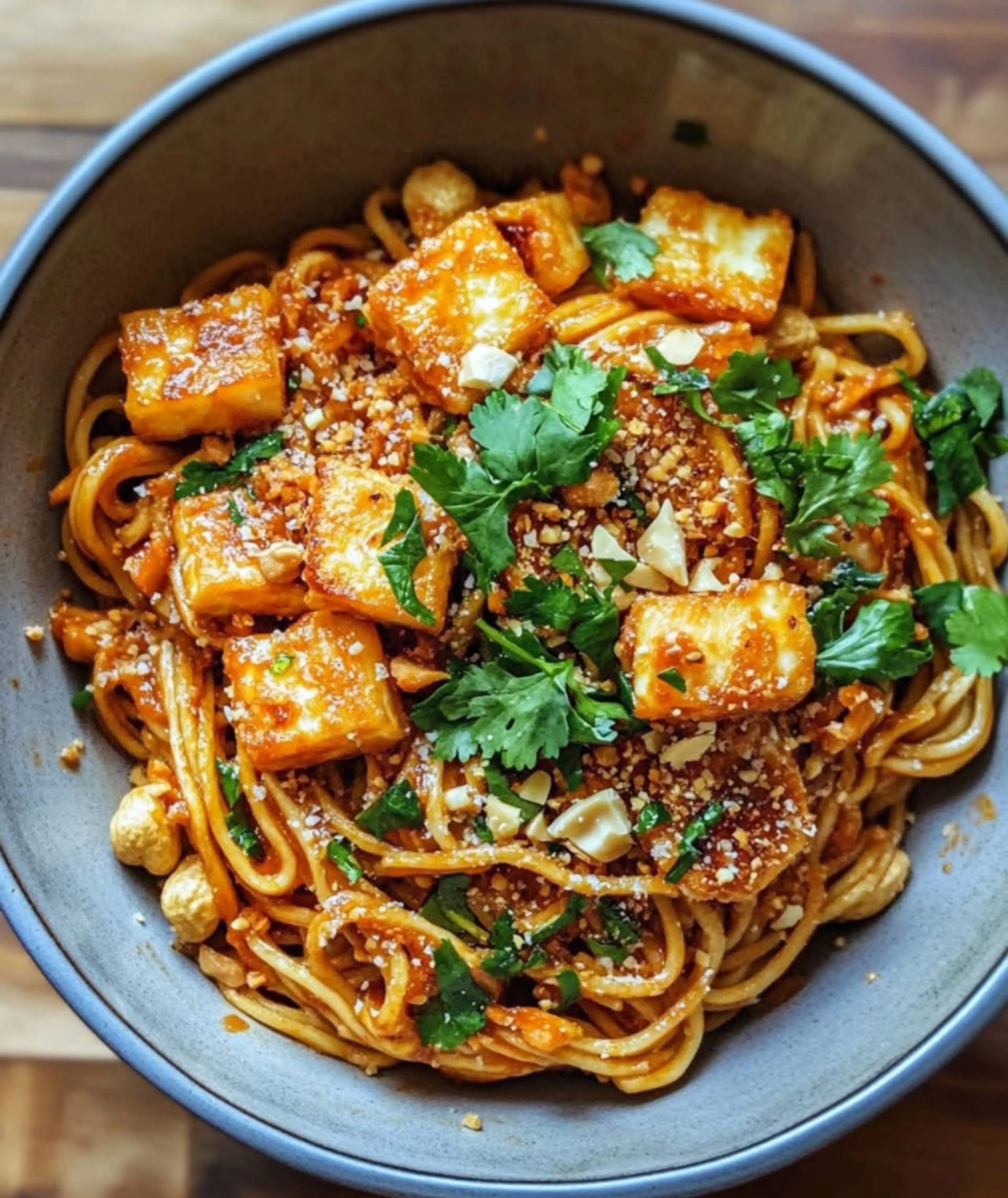 Peanut Noodles With Crispy Halloumi