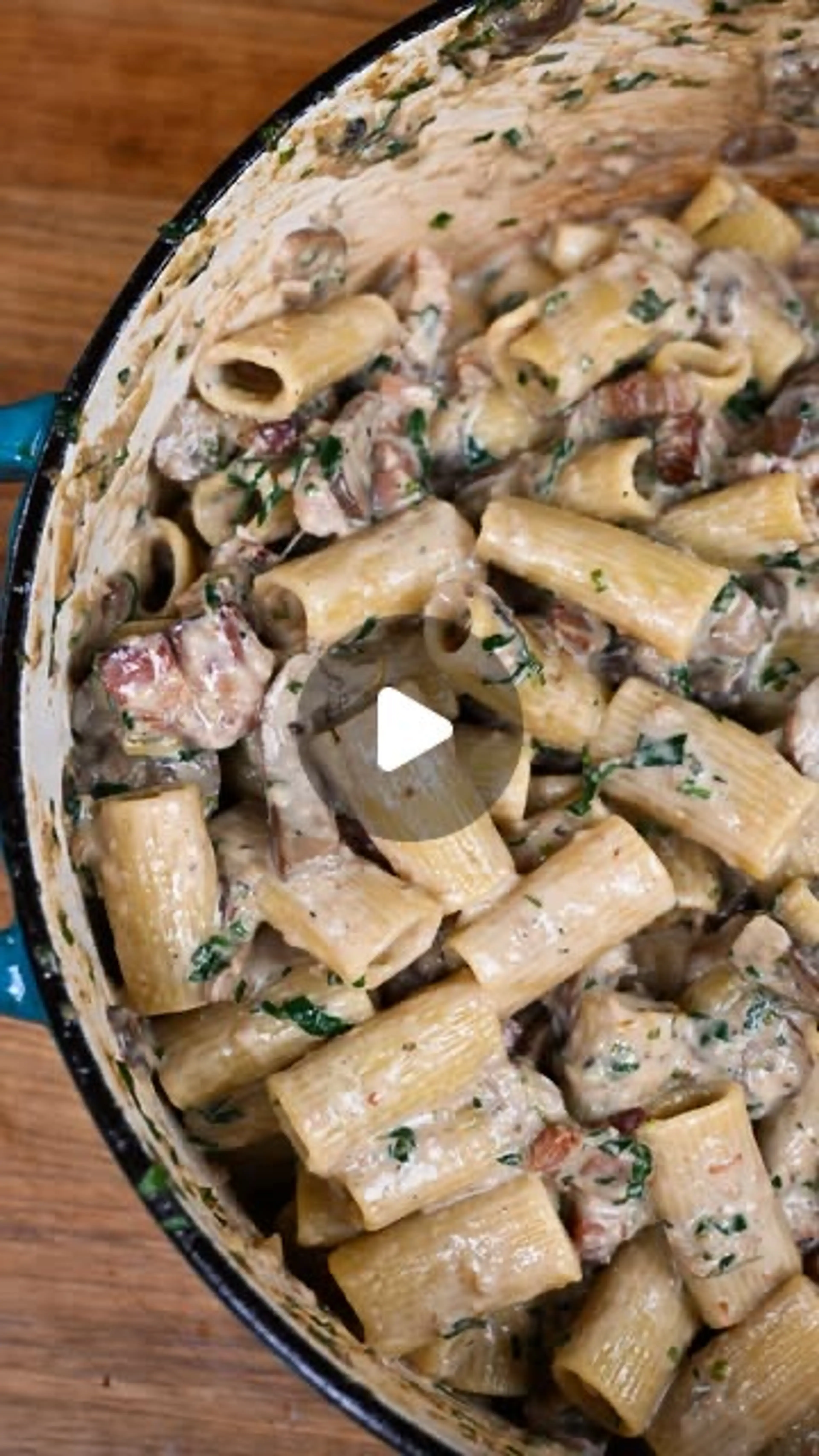 One-pot Mushroom and Bacon Rigatoni