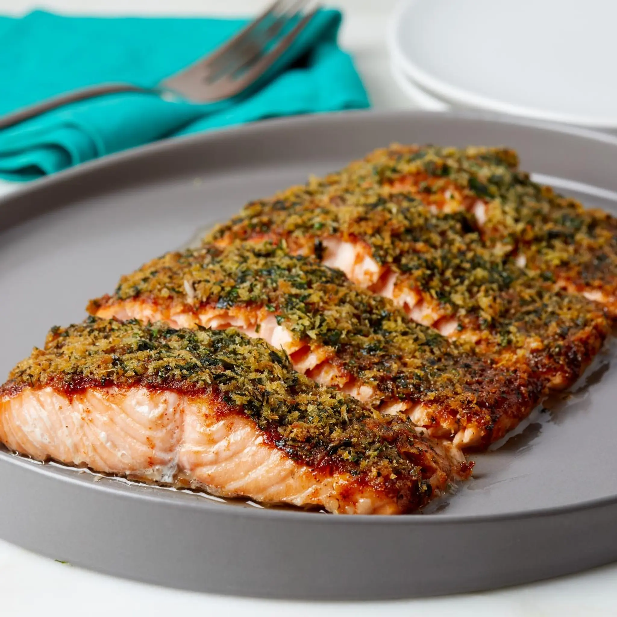 Brown Sugar Bread Crumb Baked Salmon