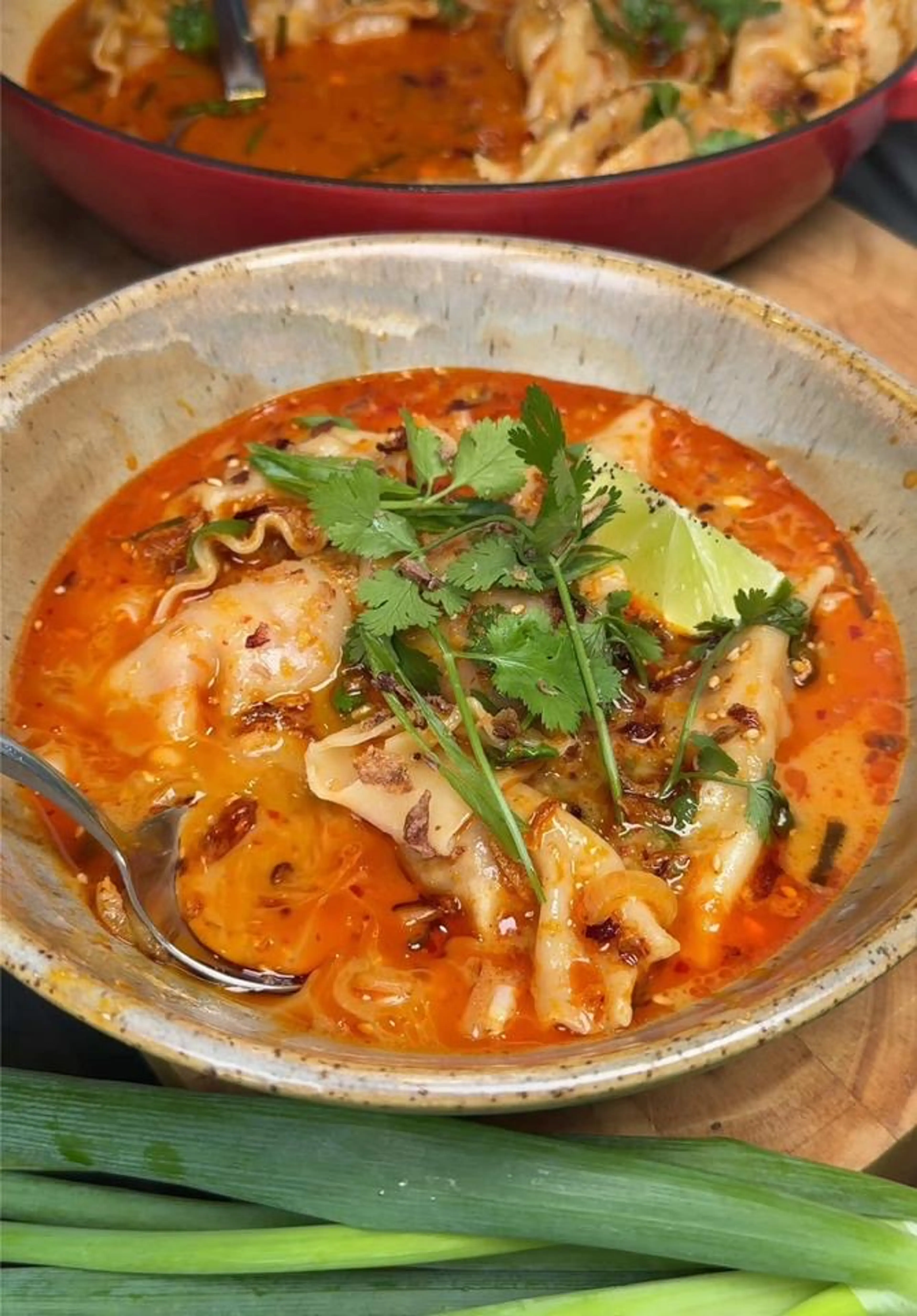 One Pot Dumplings in Laksa