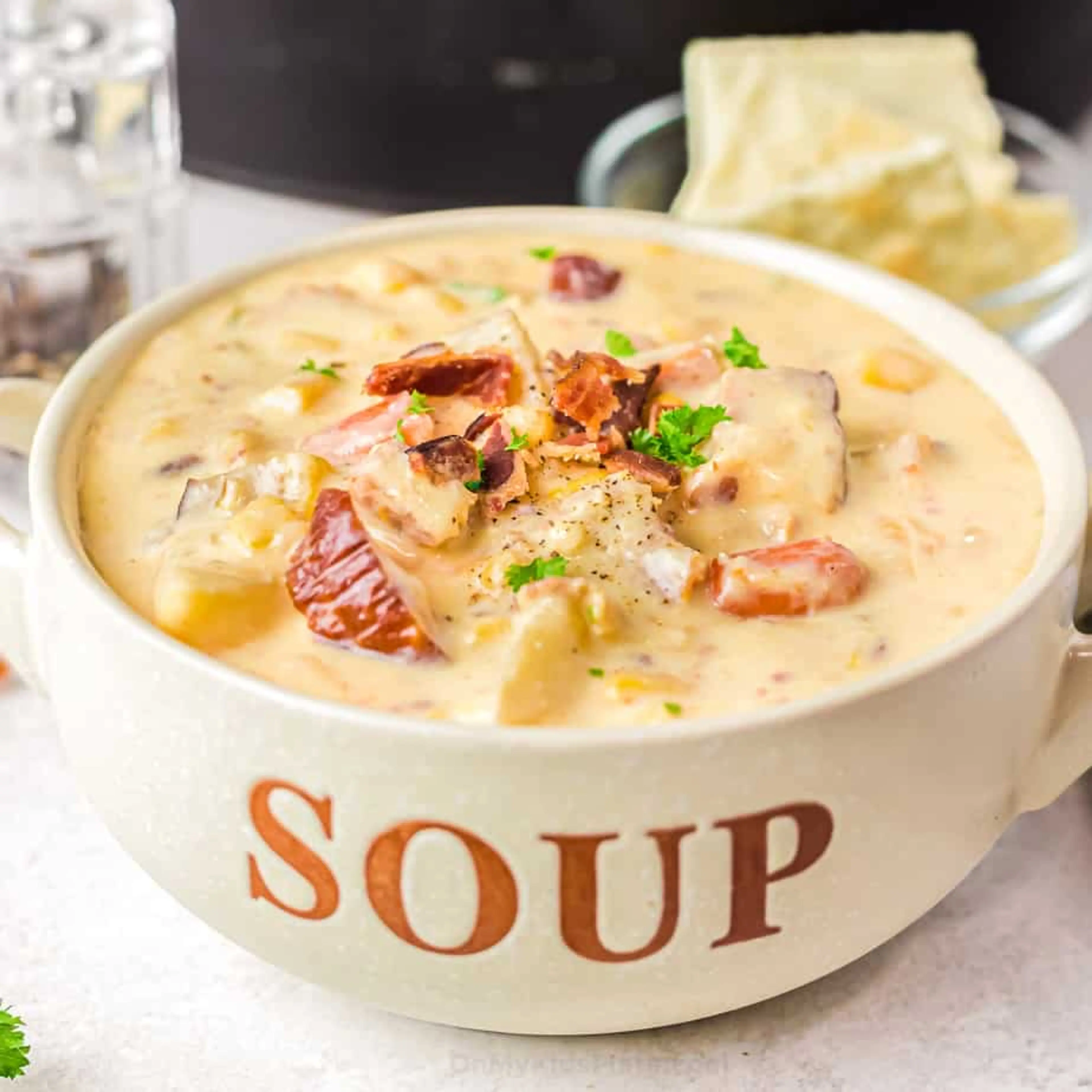 Crockpot Potato Soup (Cheesy!)