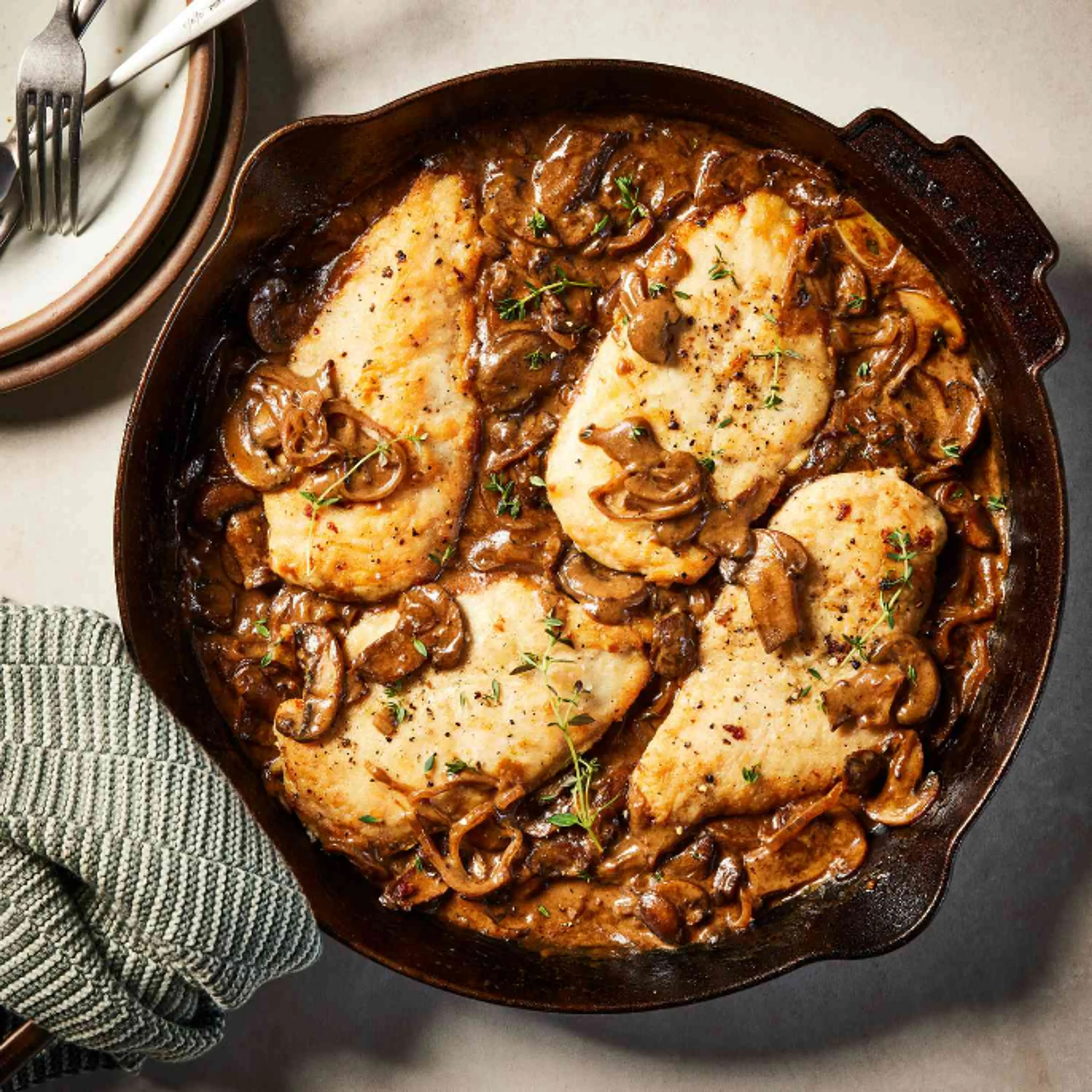 Creamy Balsamic Chicken & Mushroom Skillet