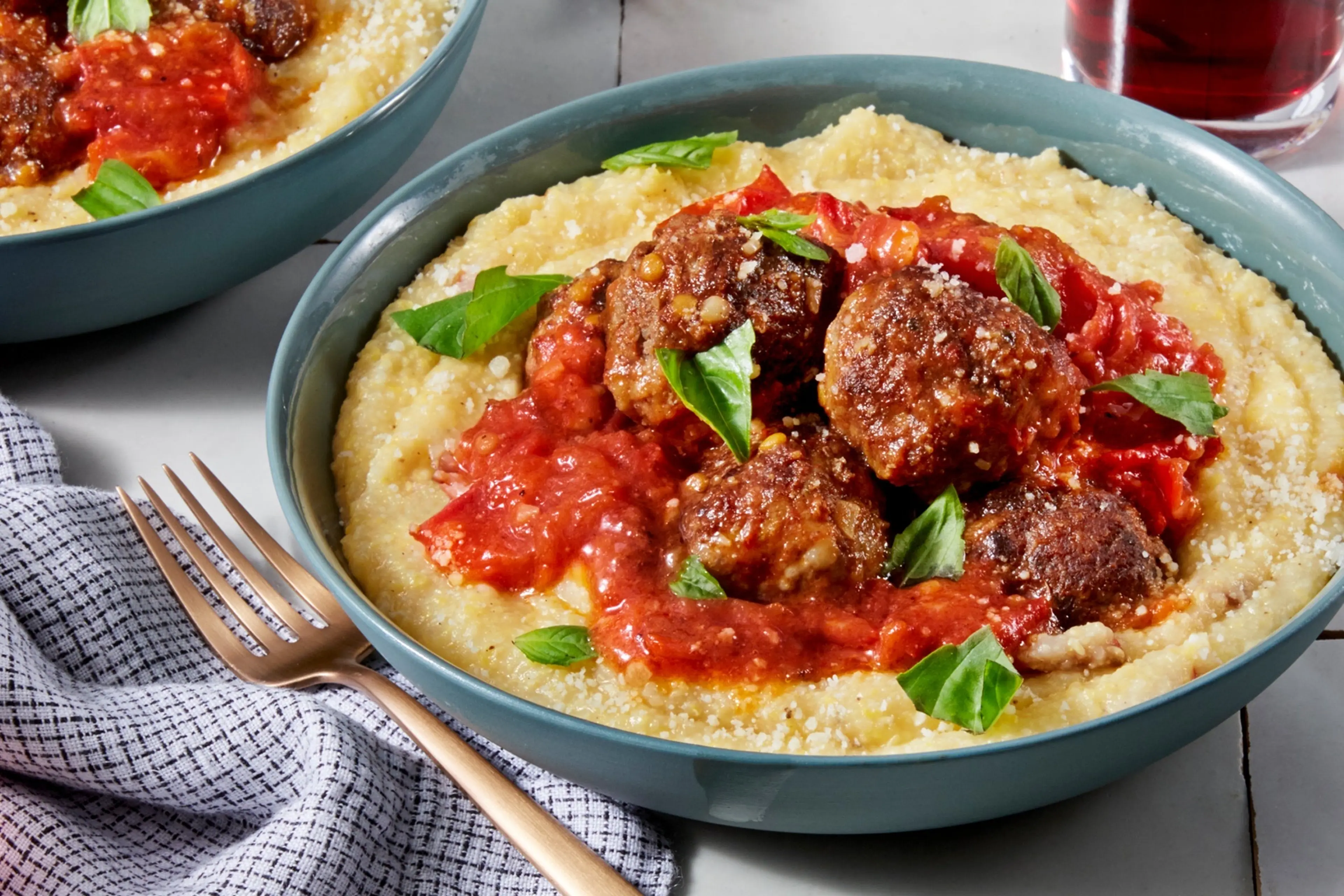 Meatballs & Polenta with Heirloom Tomato Sauce
