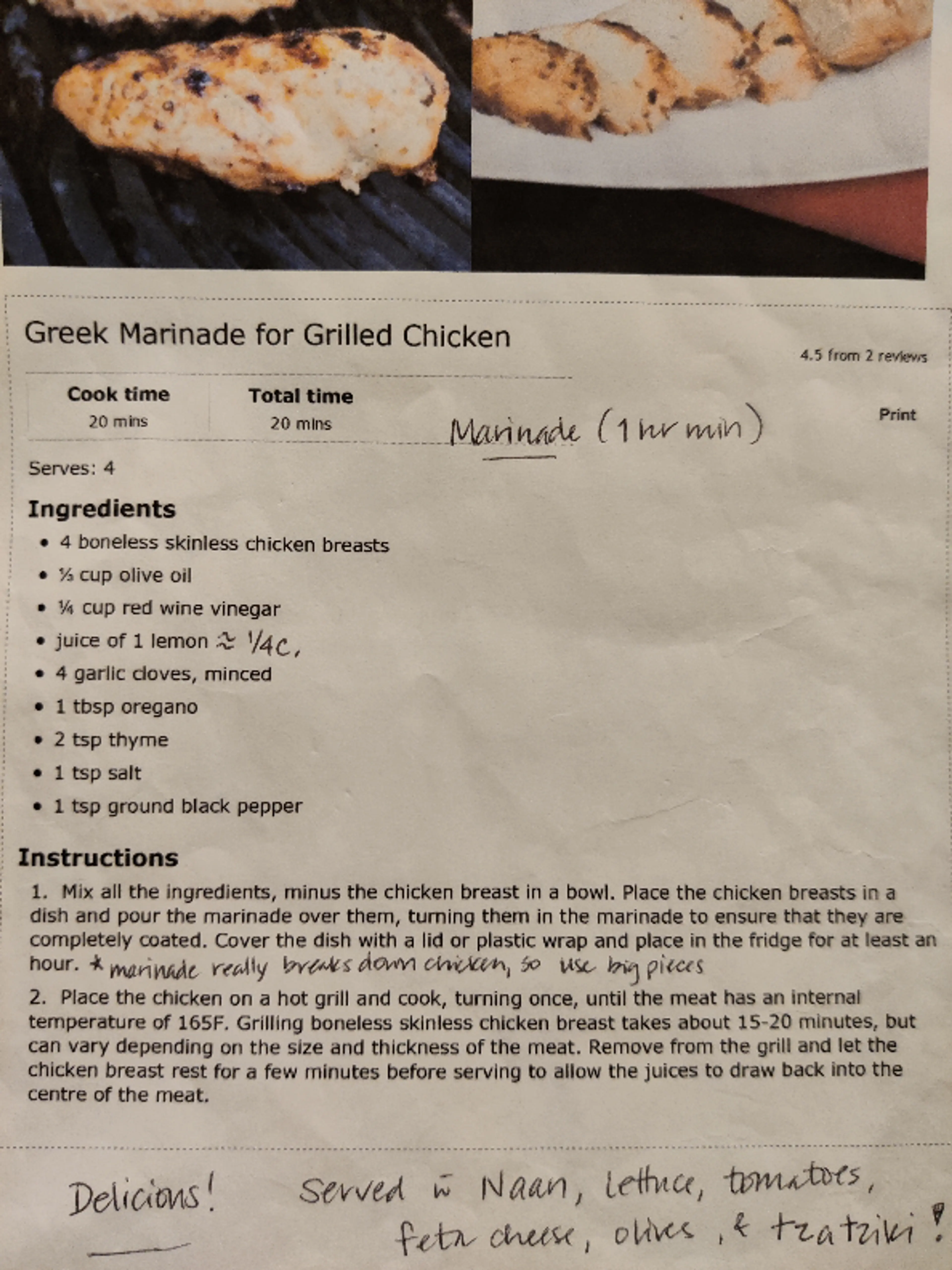 Greek Marinade for Grilled Chicken
