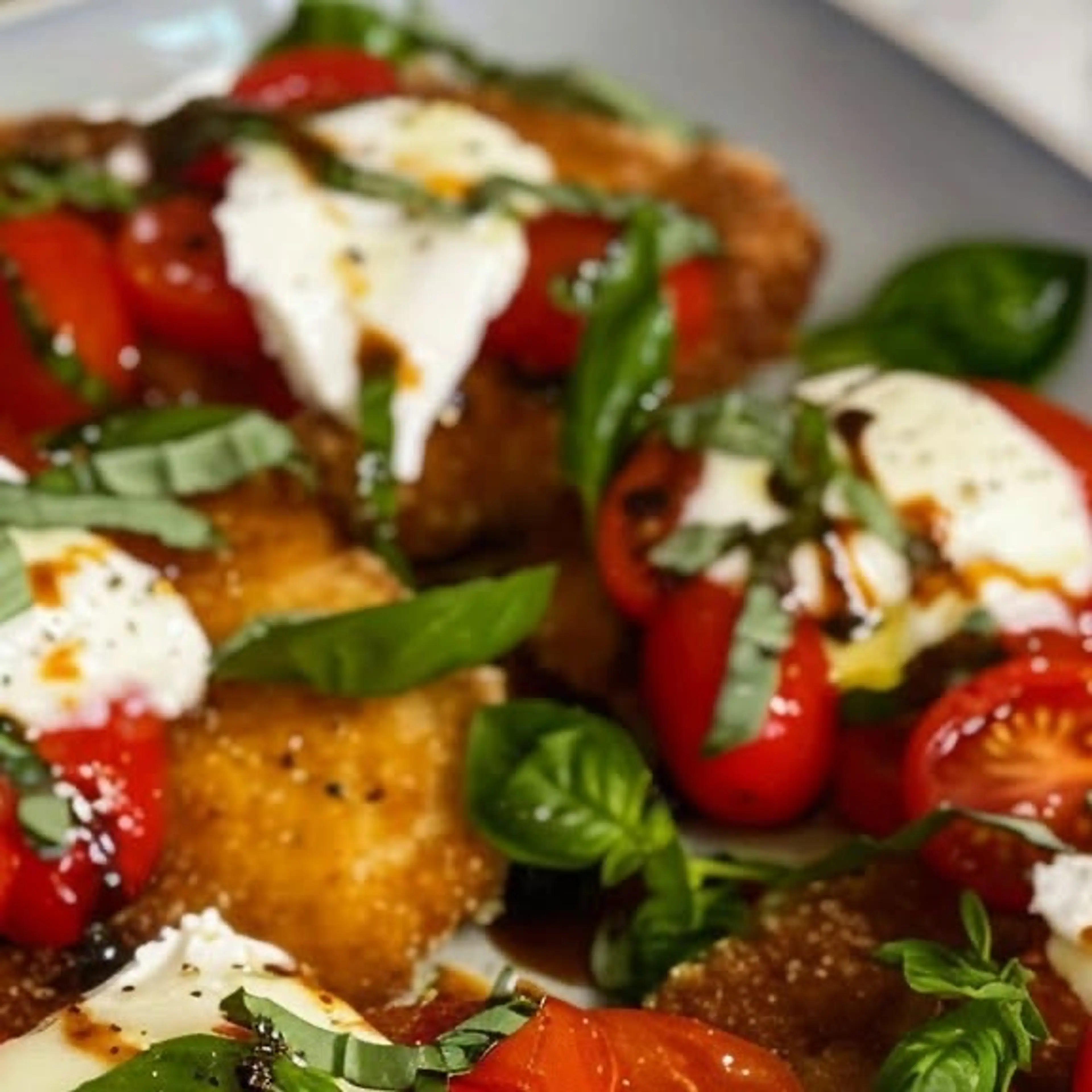 Italian Basil Chicken Cutlets With Tomato & Burrata Topping