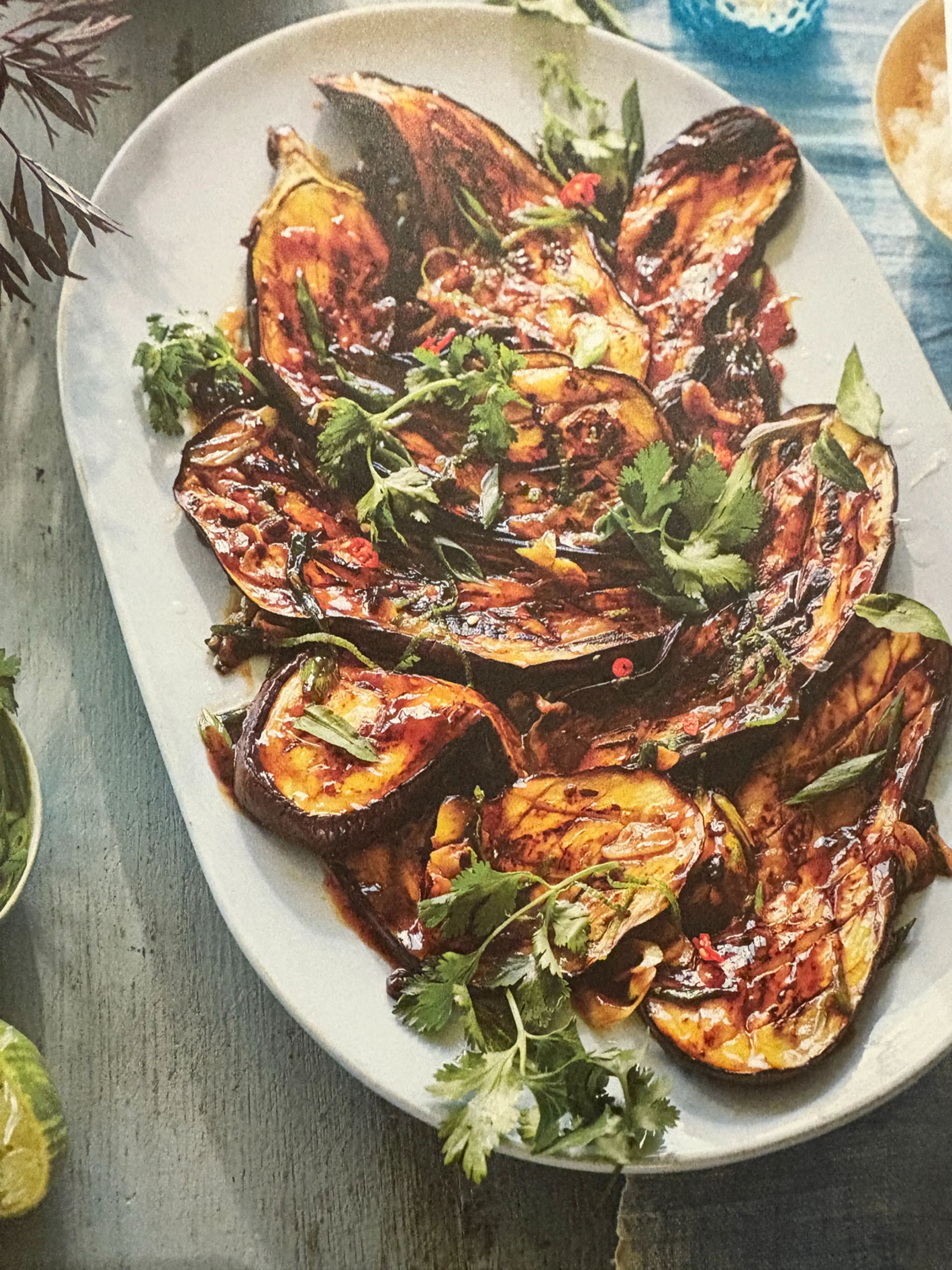 GRILLED AUBERGINES WITH SPRING ONION OIL CÀ TÍM NƯỚNG MỠ HÀN