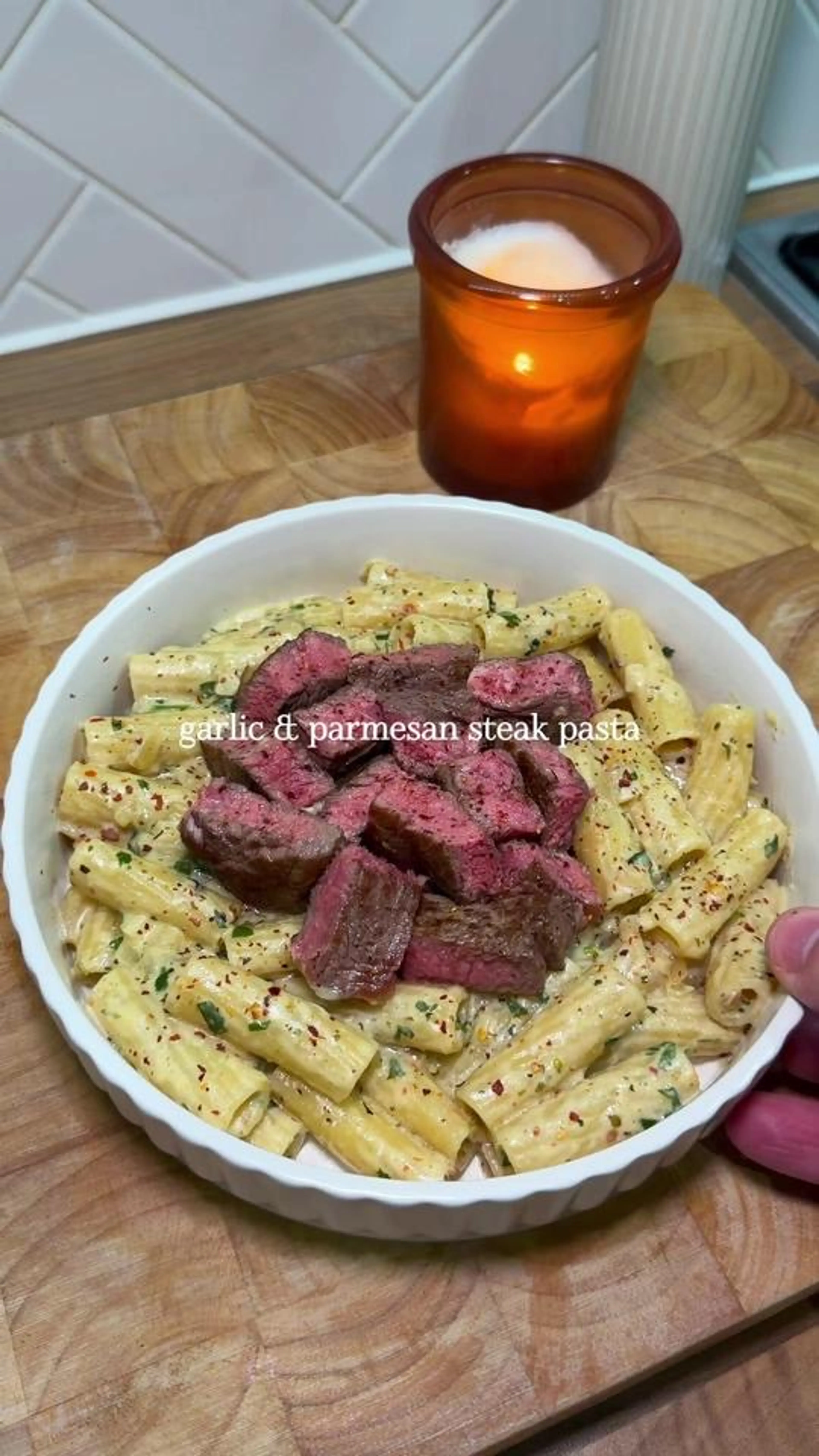 Garlic & Parmesan Steak Pasta