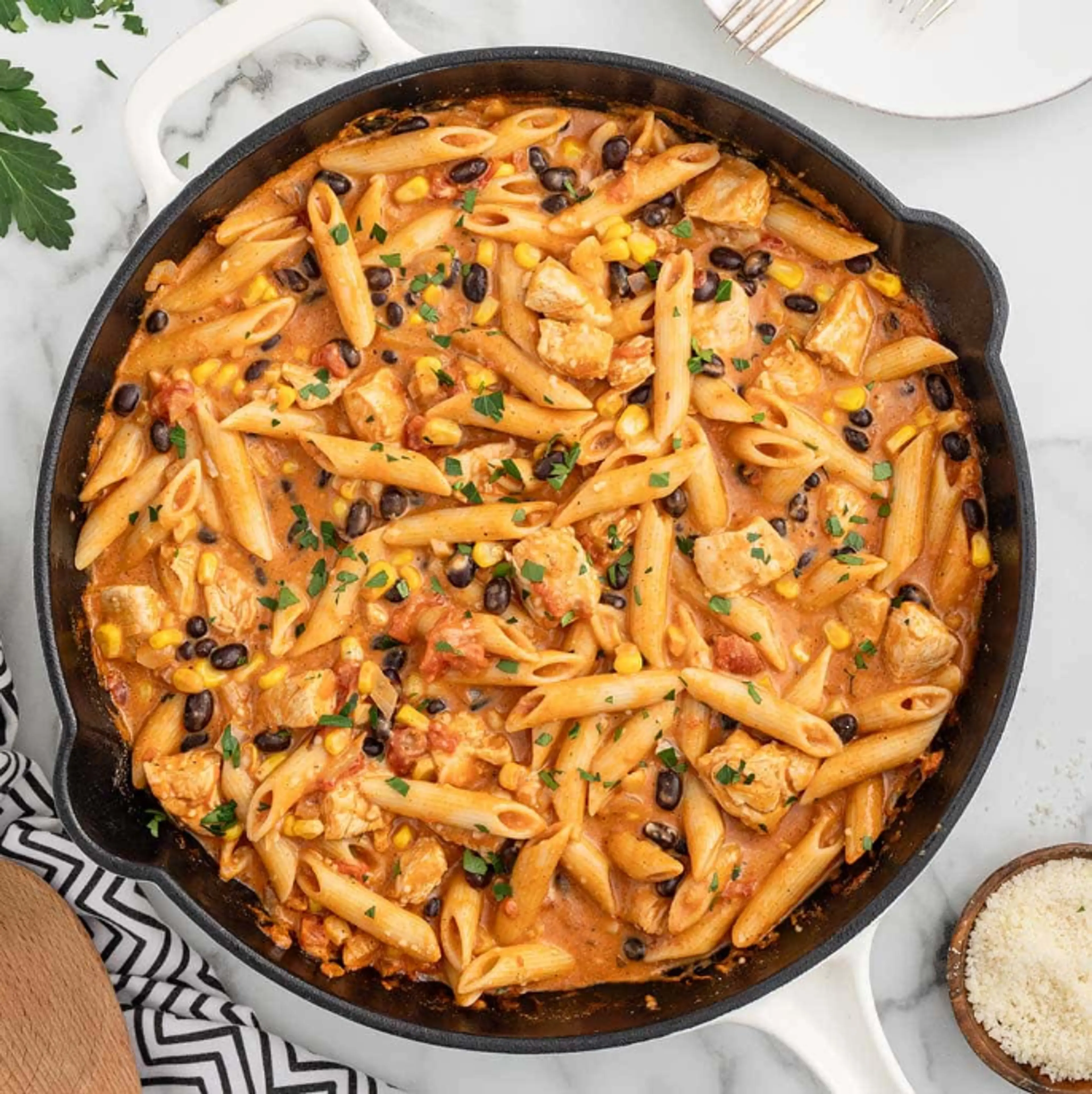 Southwest Chicken Penne Alfredo