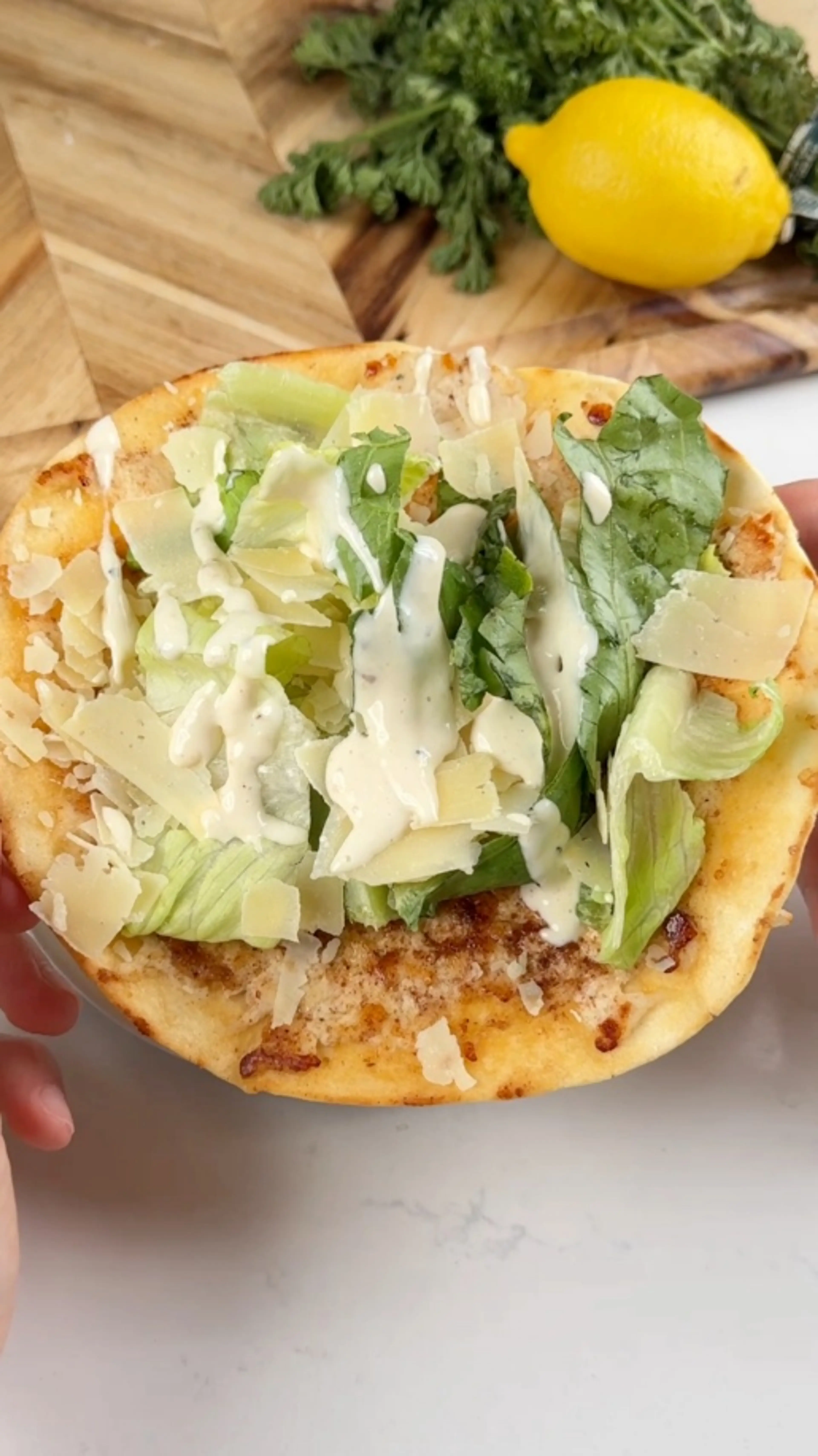Crispy Smashed Chicken Caesar Salad Taco