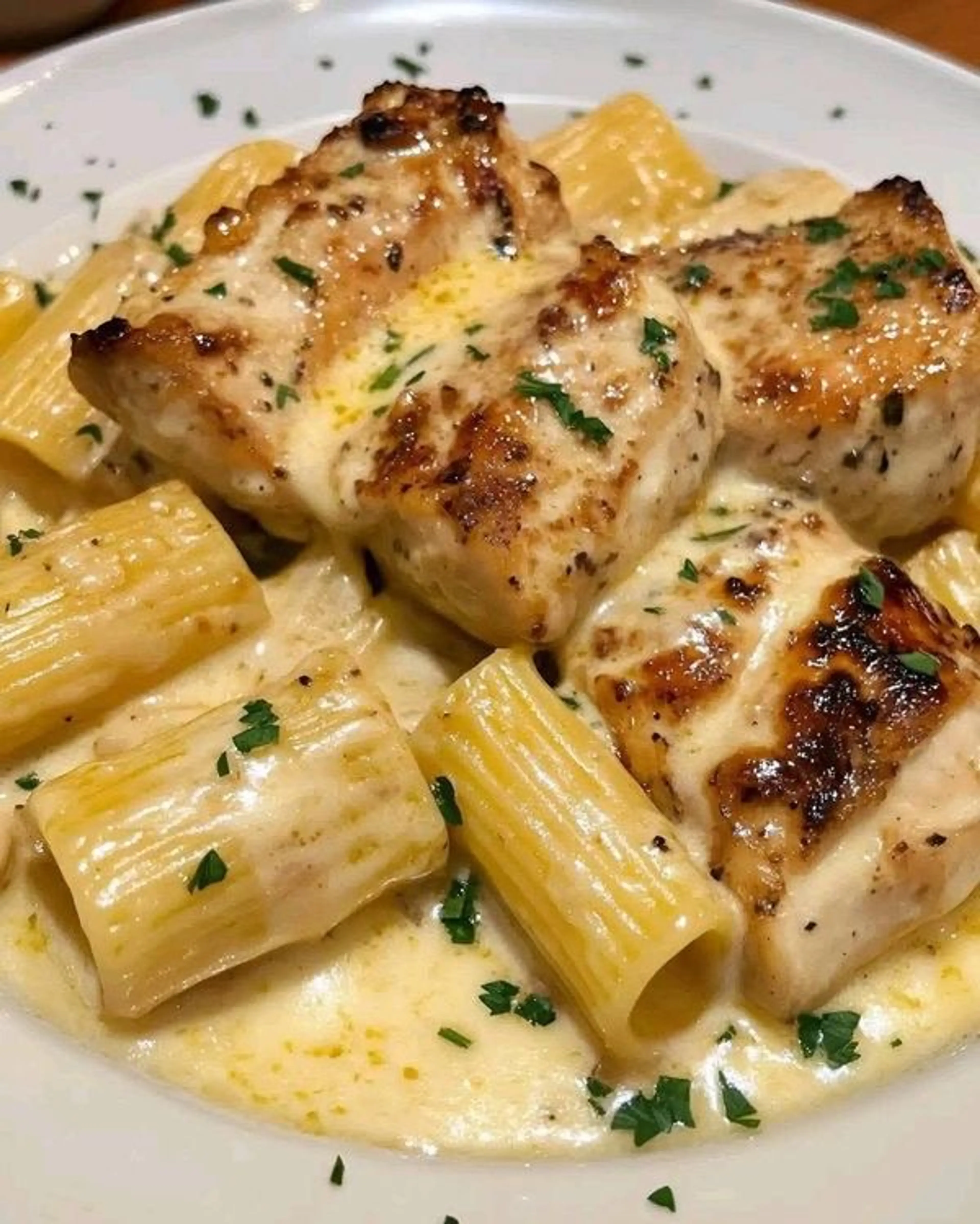 Garlic Butter Chicken with Parmesan Rigatoni Pasta
