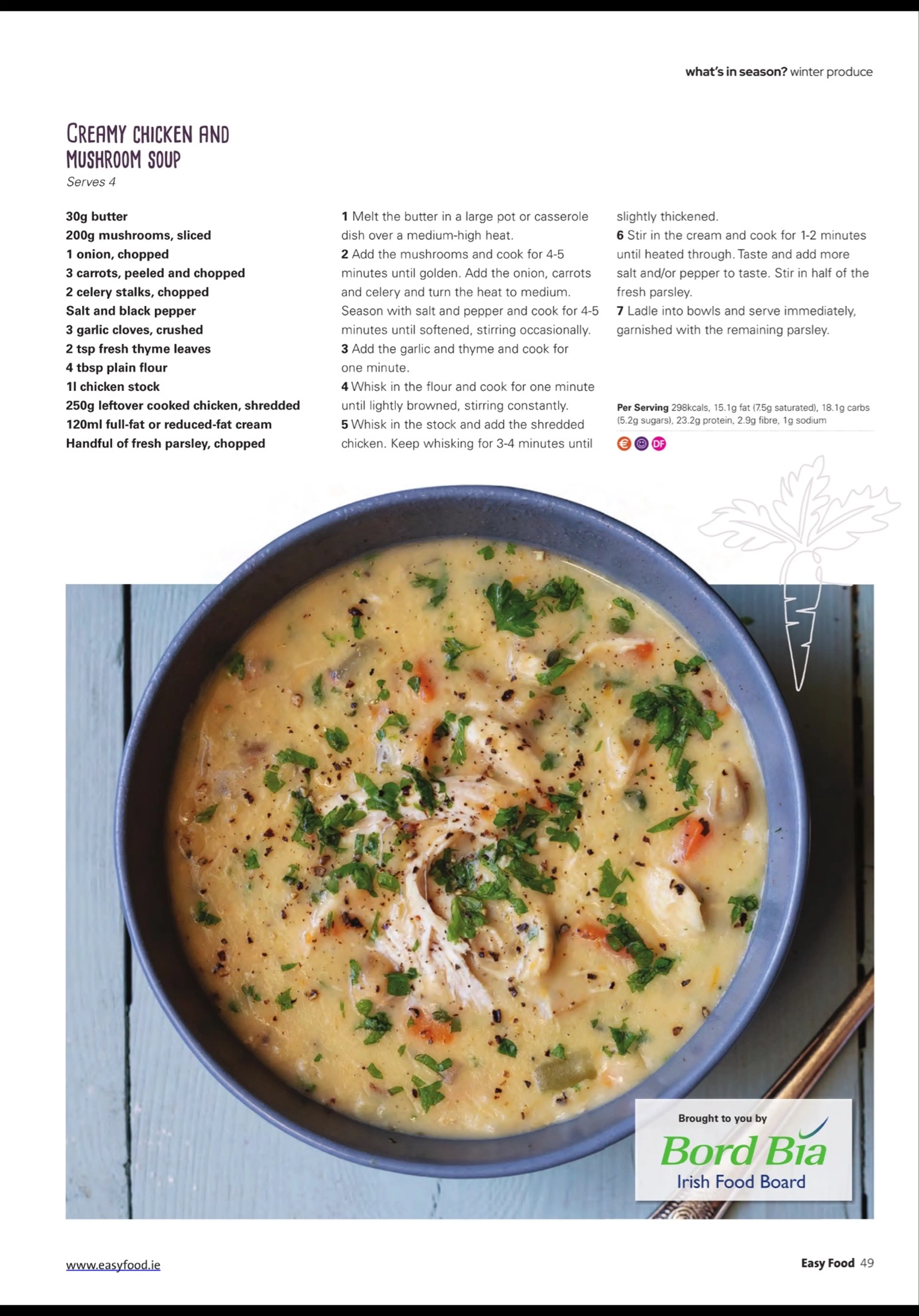 CREAMY CHICKEN AND MUSHROOM SOUP