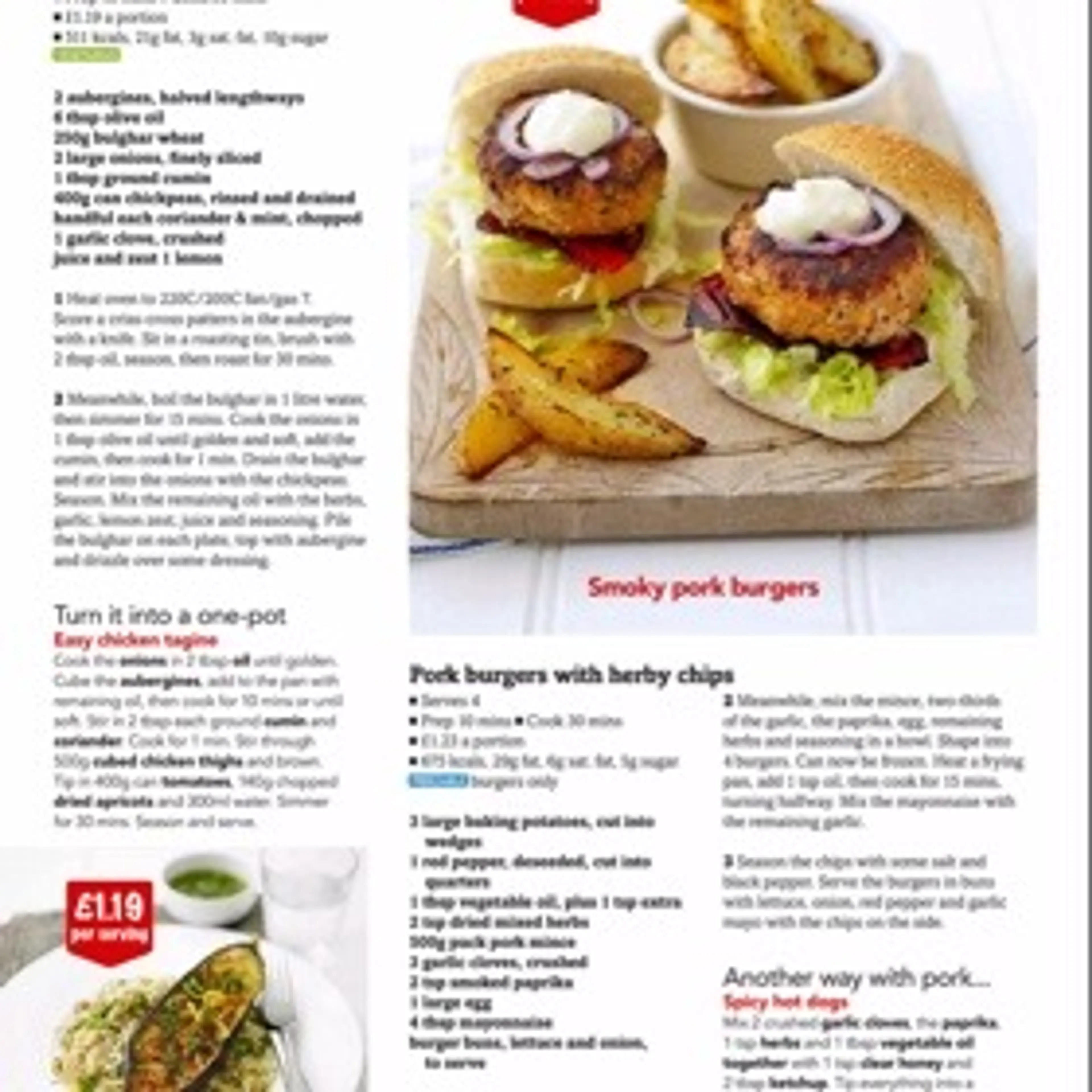 Pork burgers with herby chips