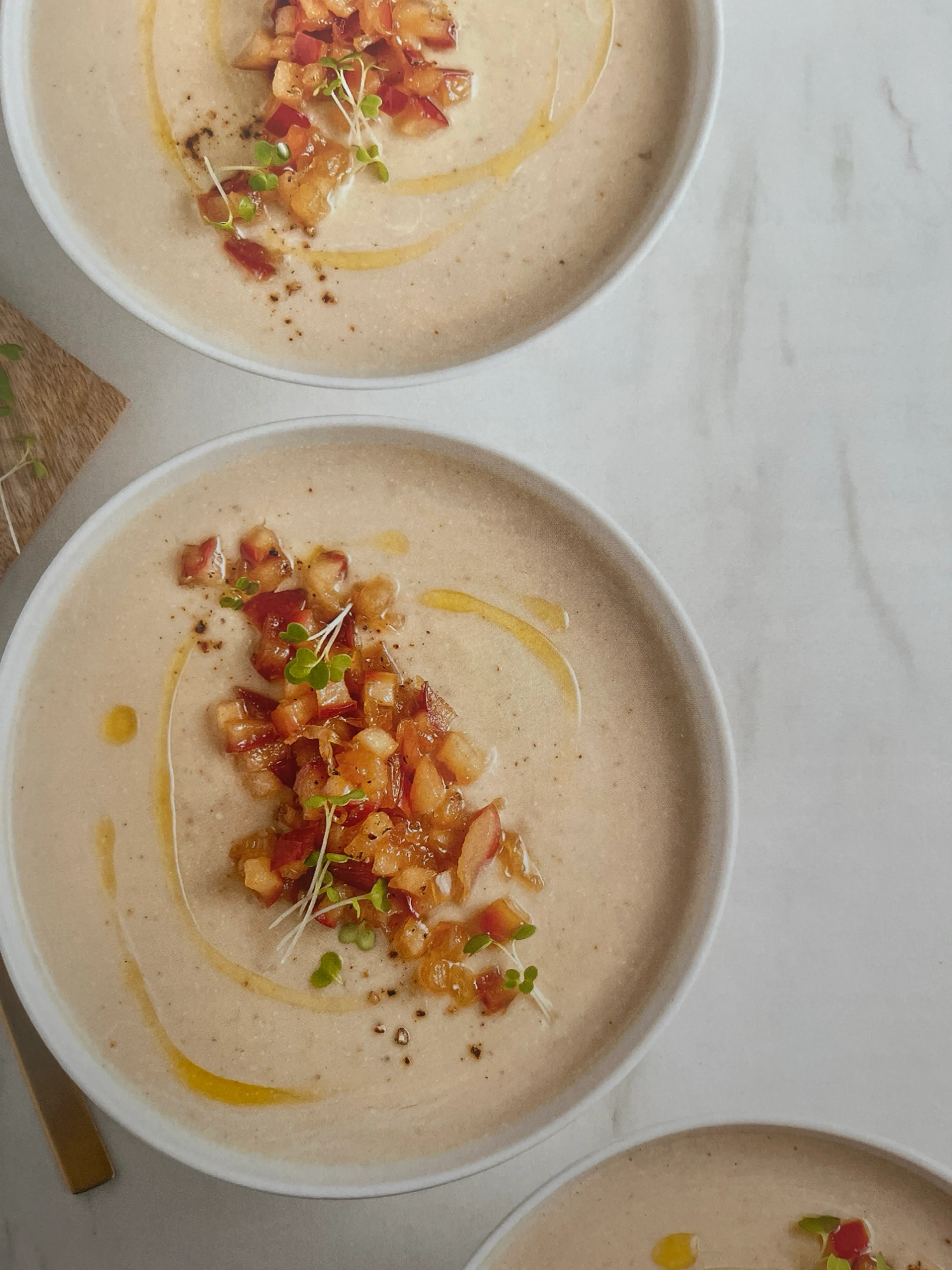 Crème de chou-fleur et pommes rôties