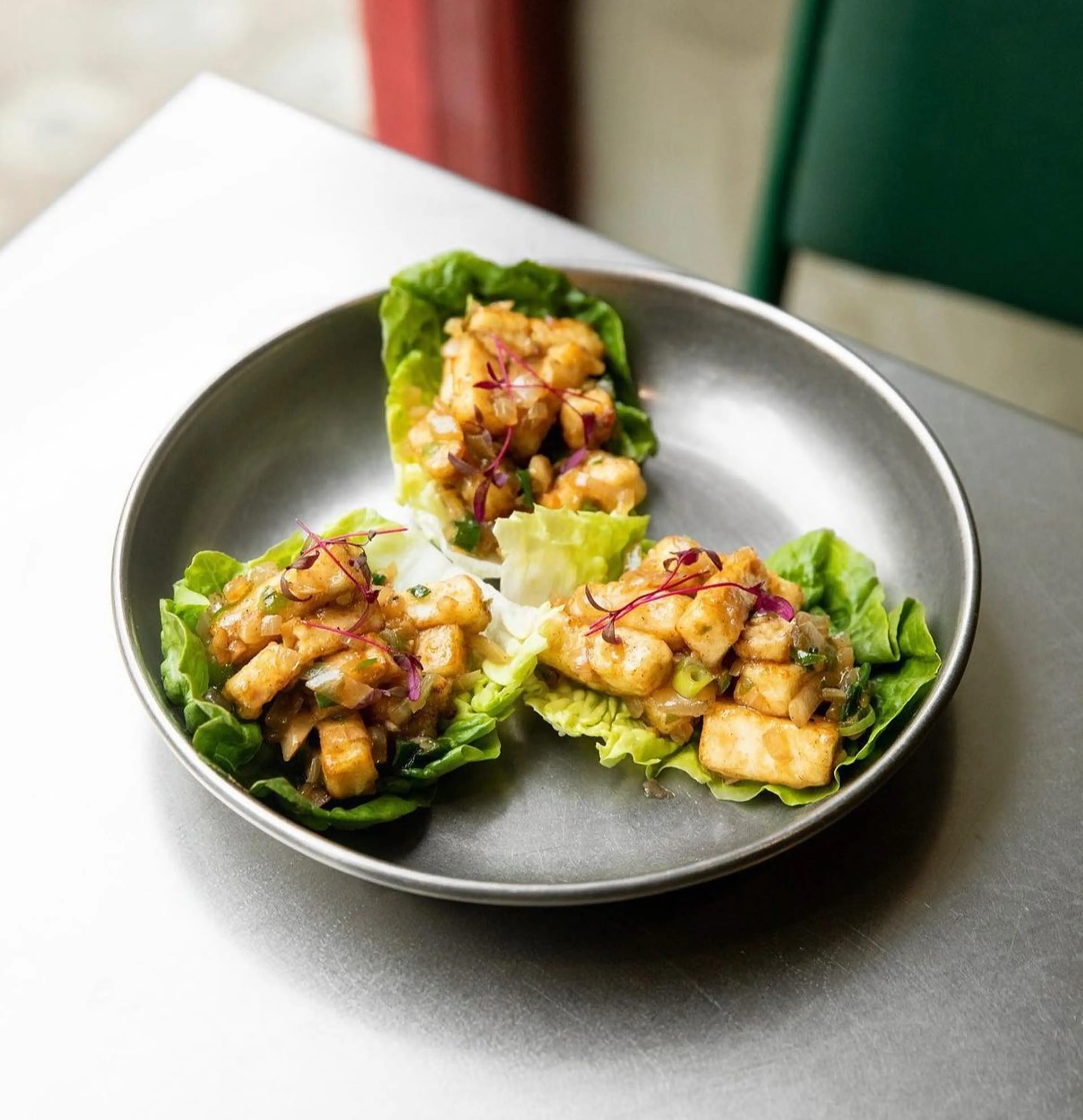 Hakka Chilli Paneer Lettuce Cups