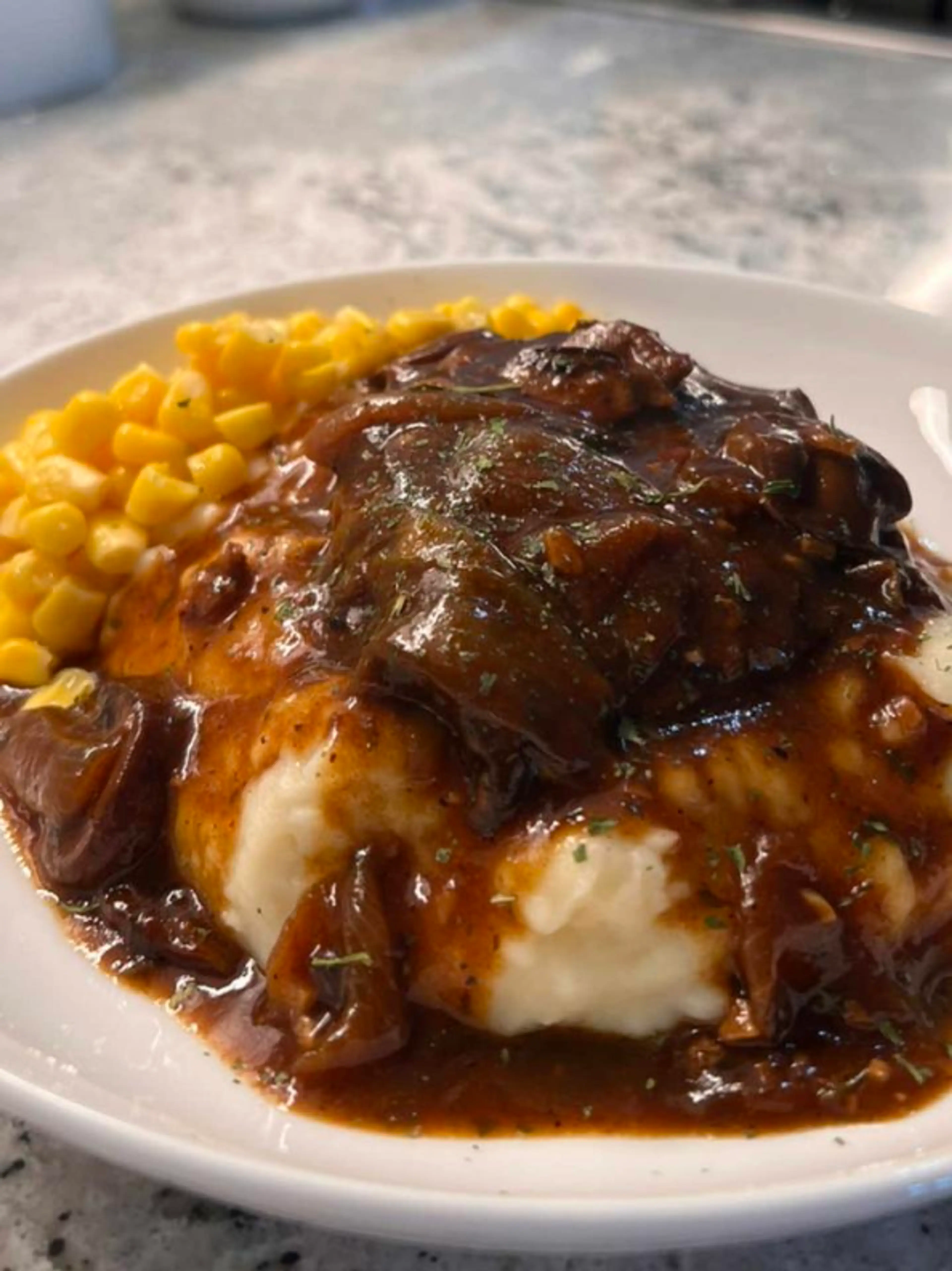 Hamburger Steak with Onion & Mushroom Gravy