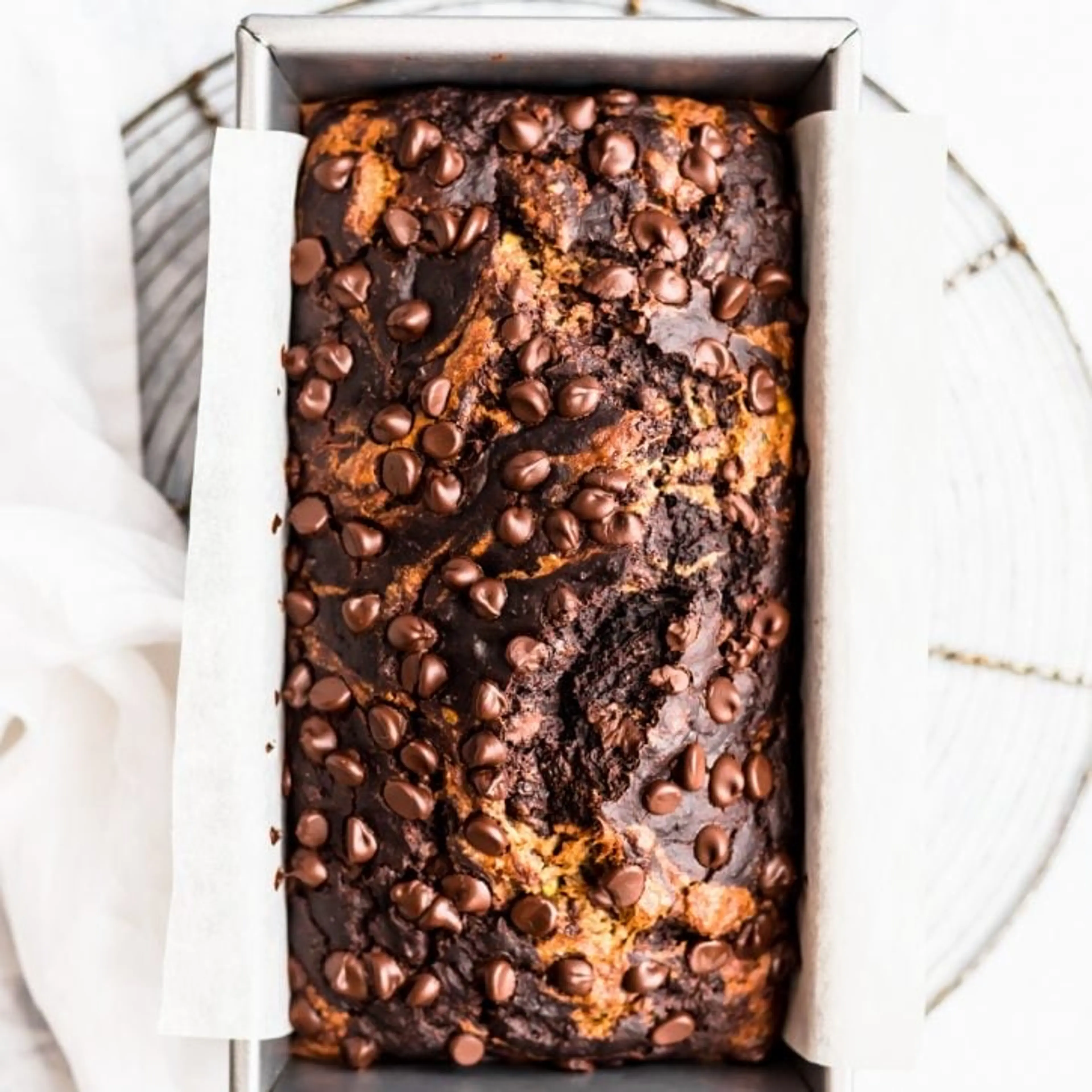 Healthy Marbled Chocolate Zucchini Banana Bread
