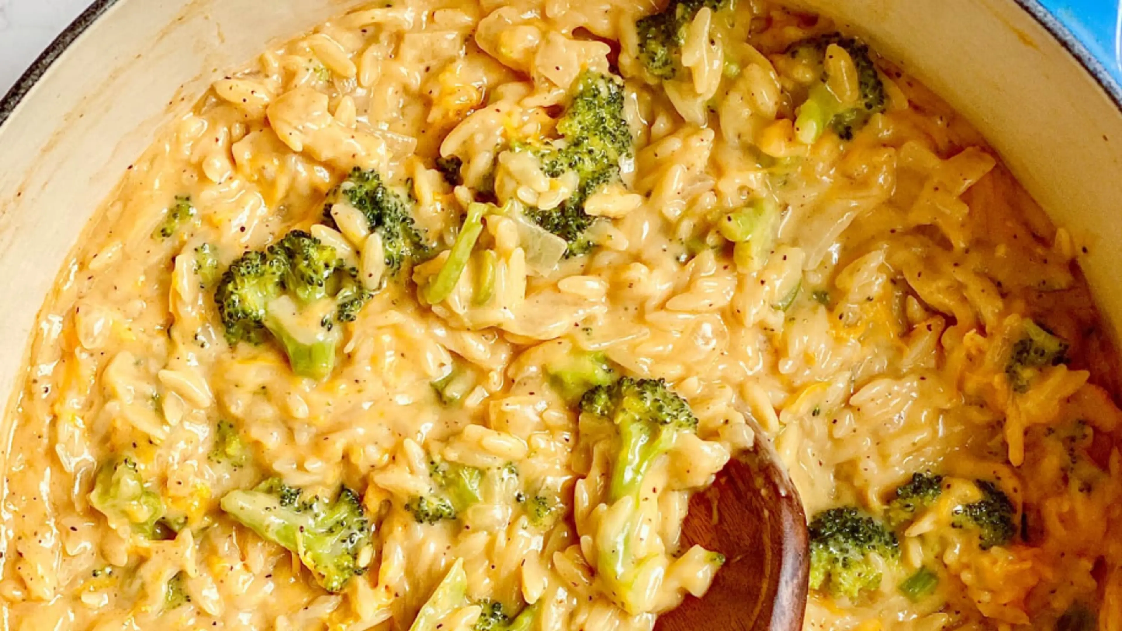 Creamy One-Pot Broccoli Cheddar Orzo