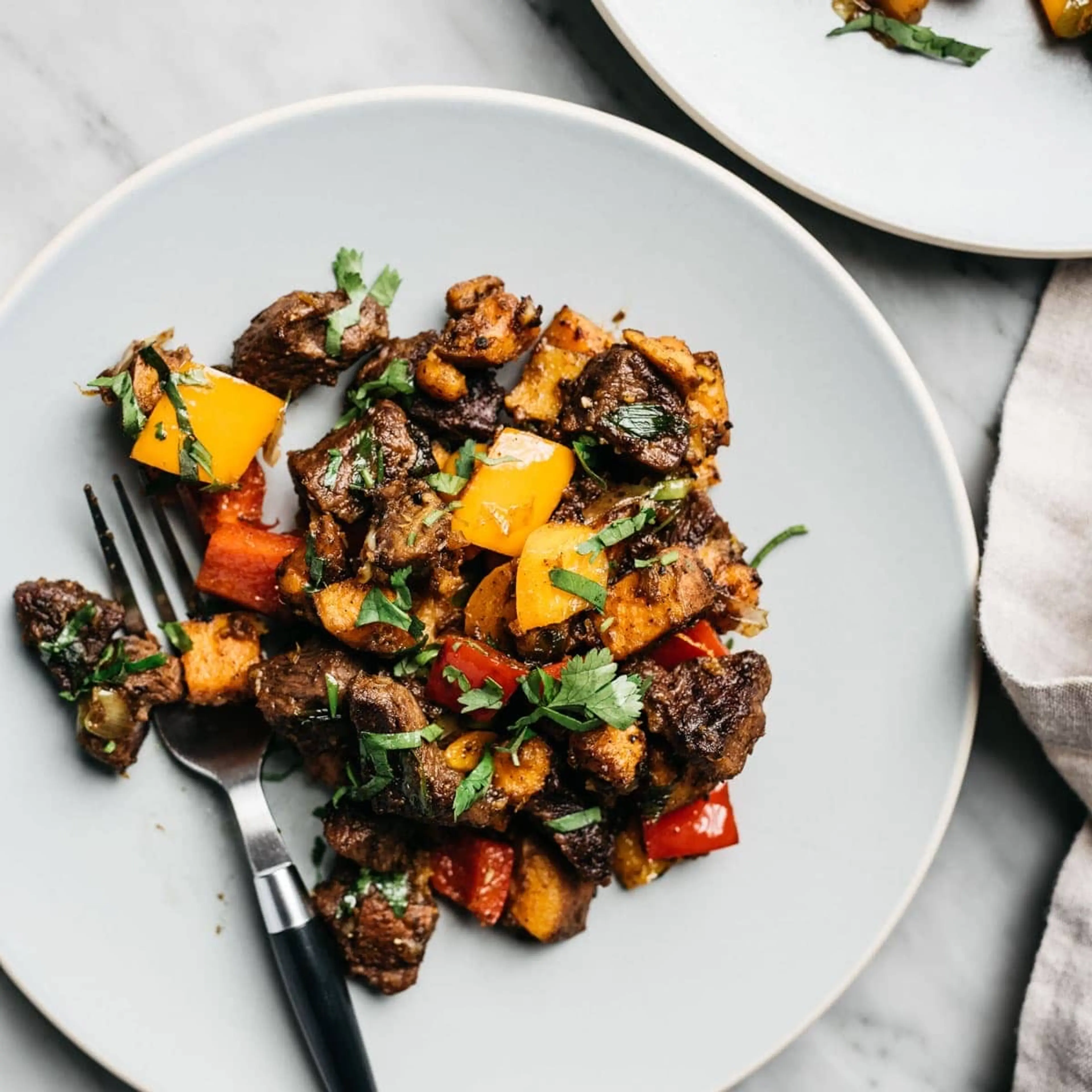 Whole30 Steak Bites with Sweet Potatoes and Peppers