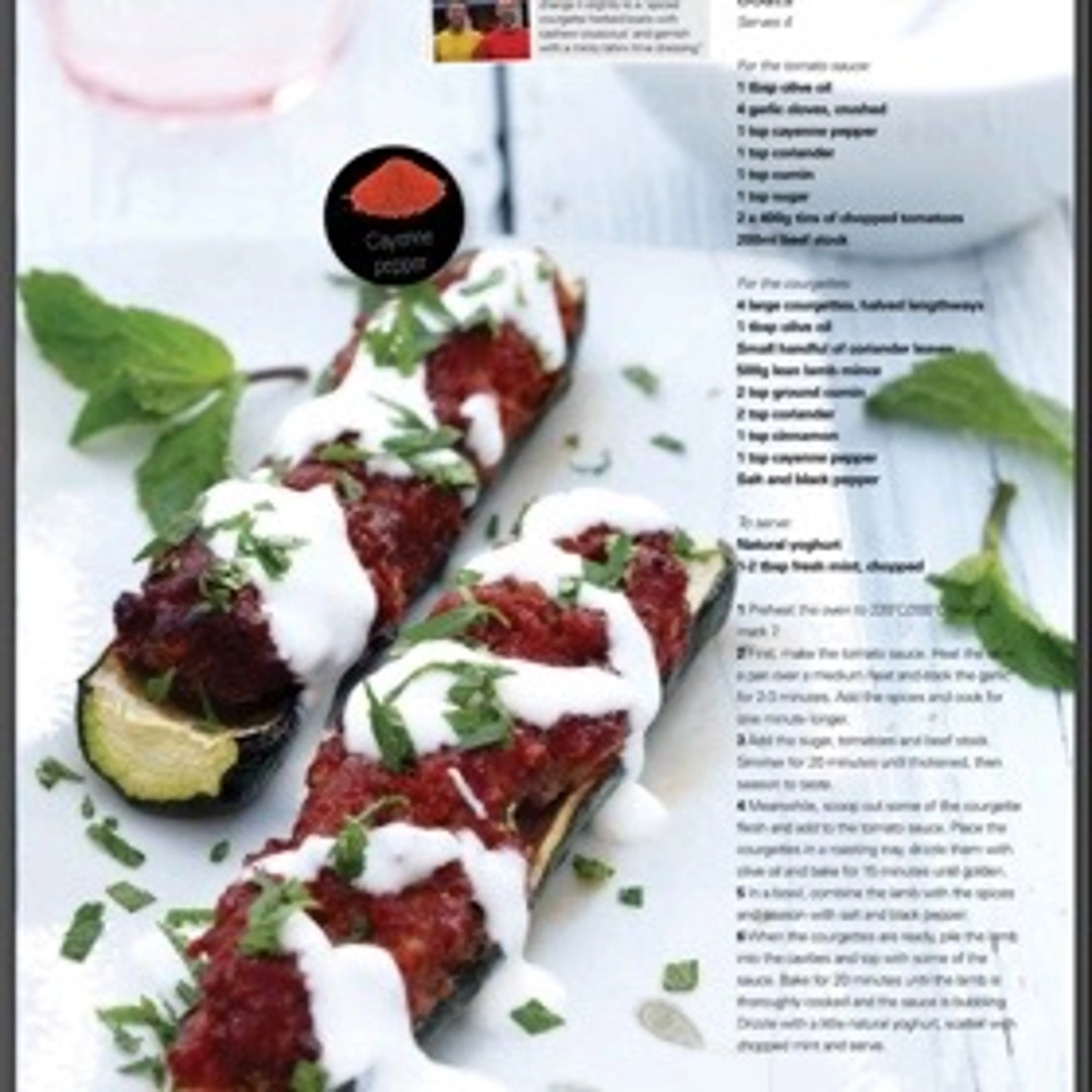 Spiced lamb courgette boats