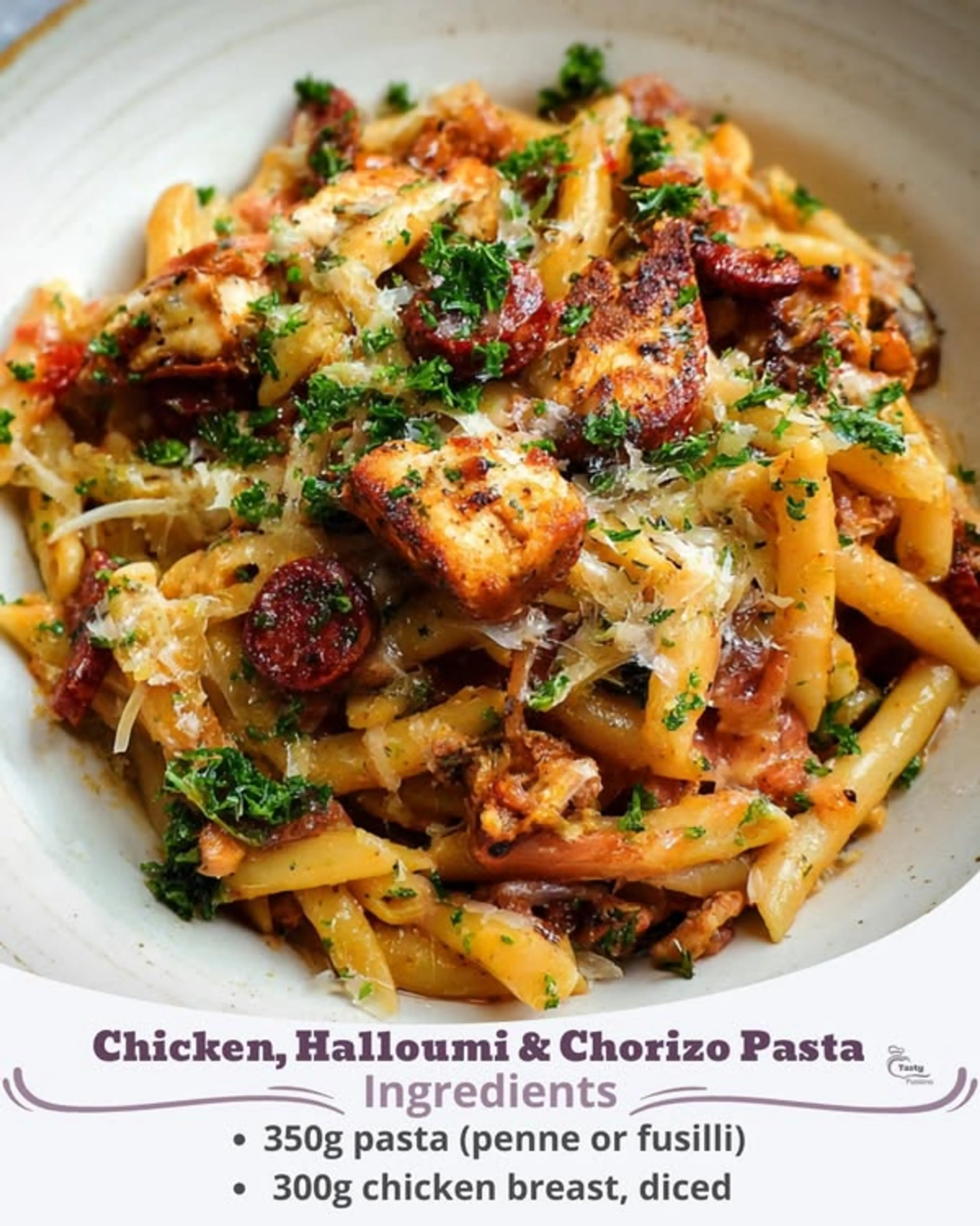 Chicken, Halloumi & Chorizo Pasta
