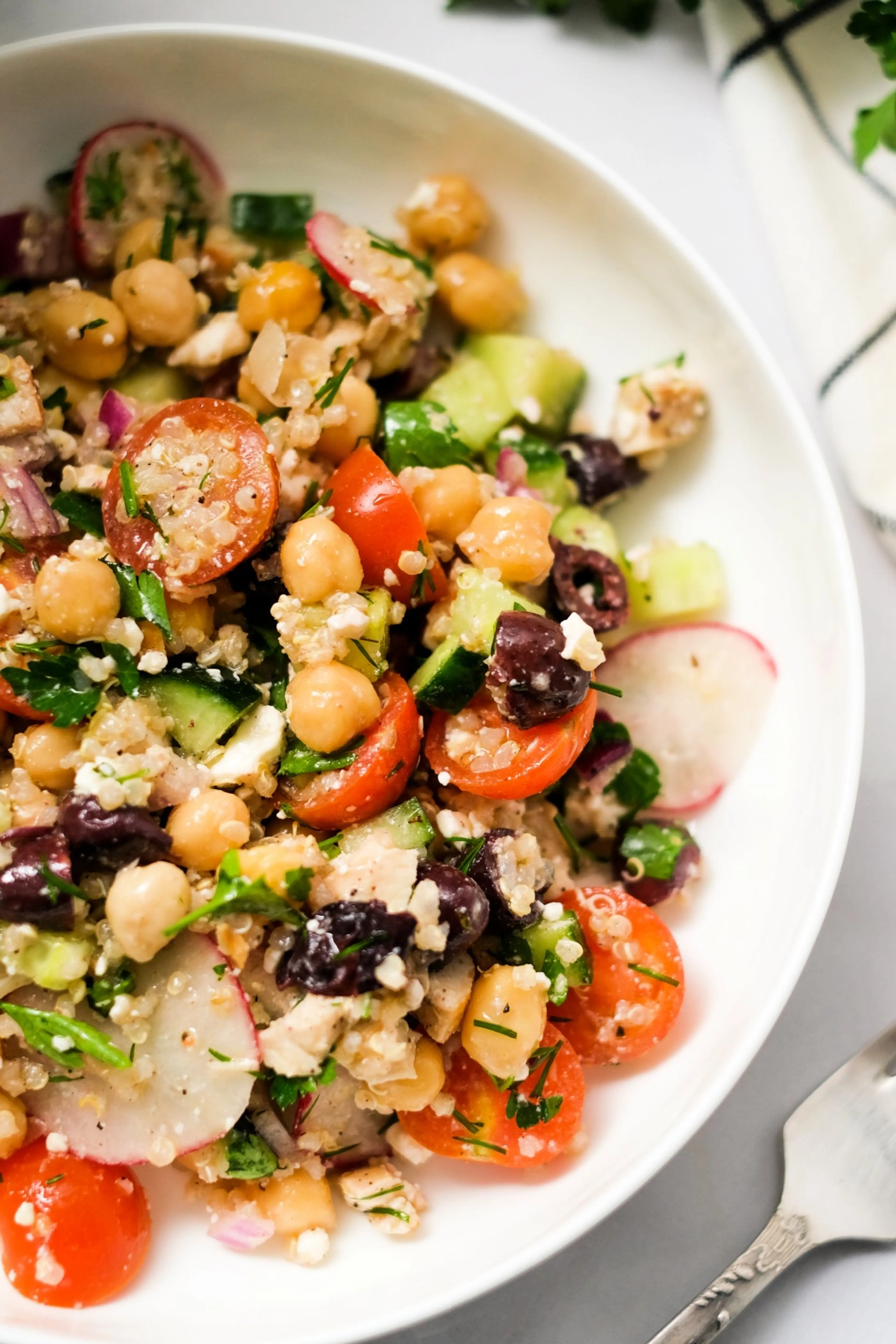 Greek Chicken Quinoa & Chickpea Salad