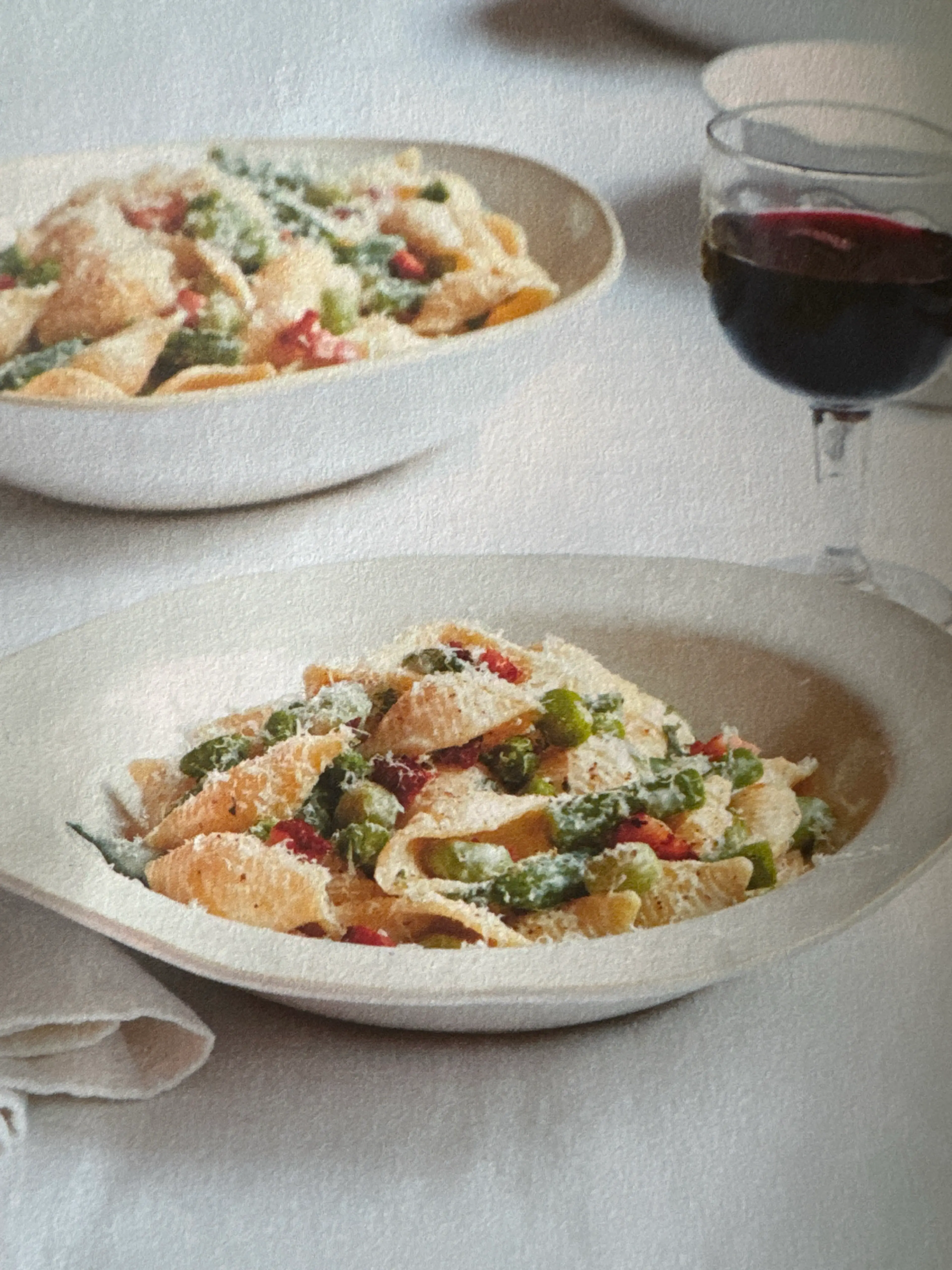 PASTA WITH PANCETTA, BROAD BEANS, AND MASCARPONE