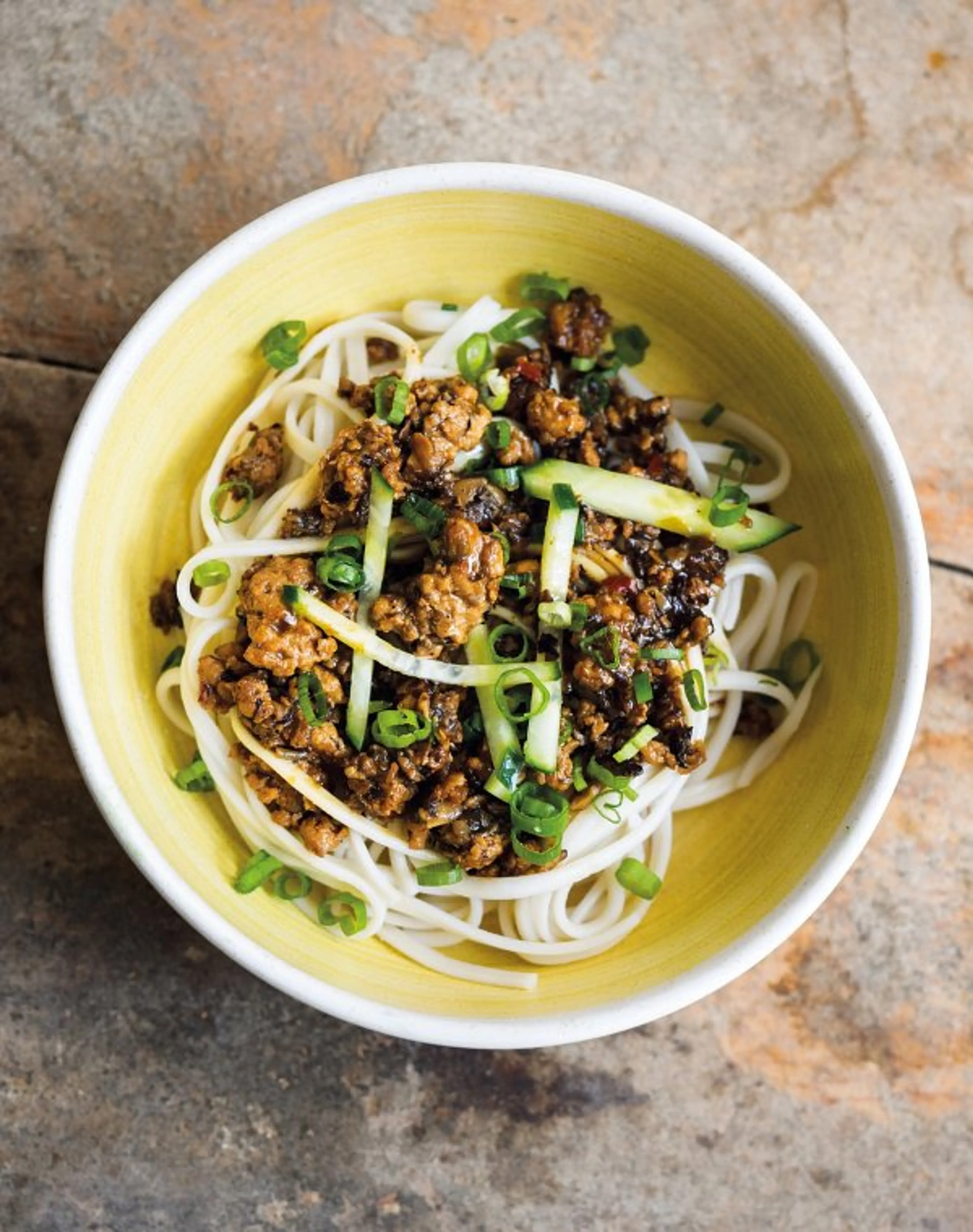 Black Bean Noodles with Pork and Mushrooms