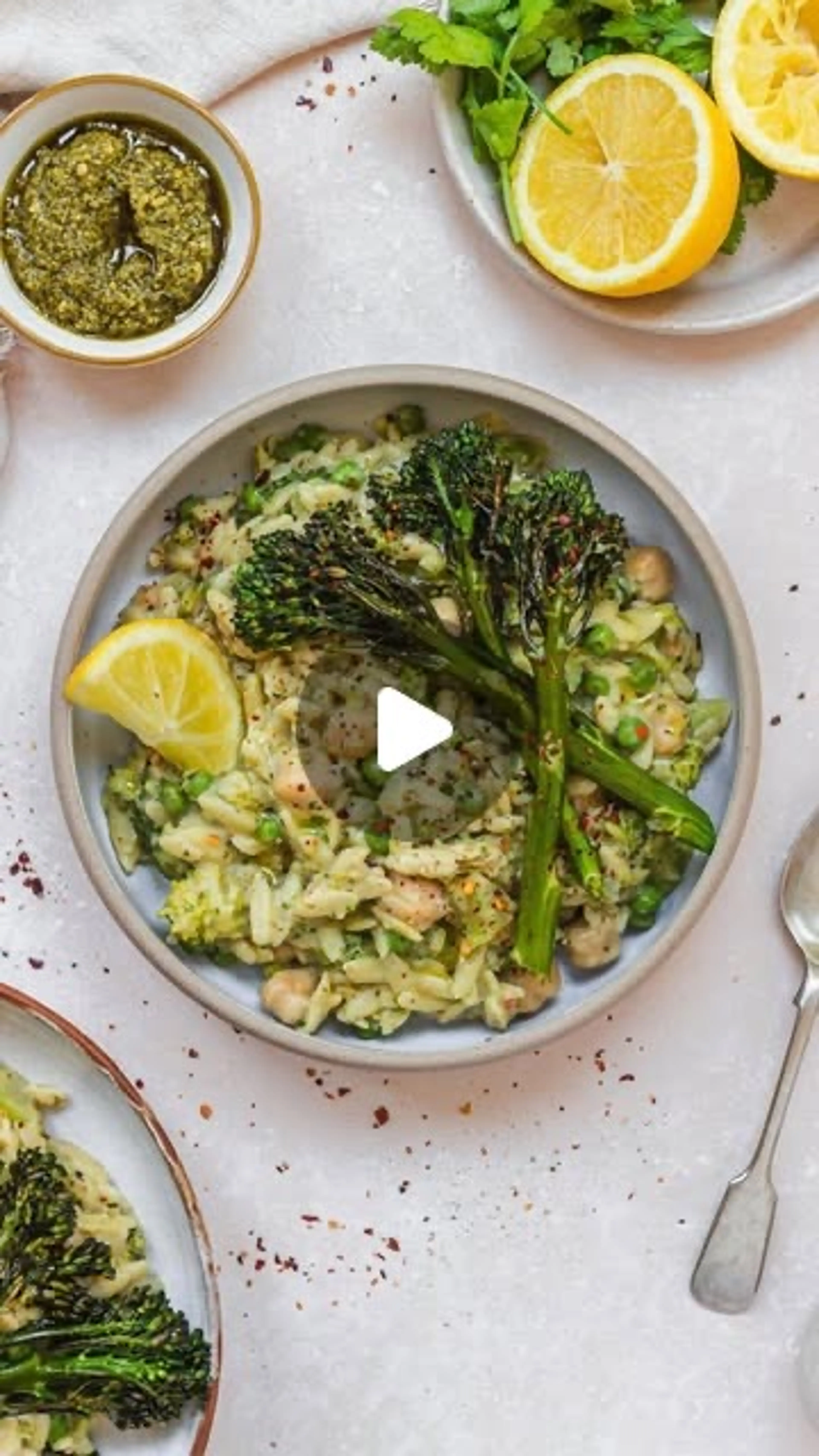 Spring Green Pesto Pea Broccoli Orzo