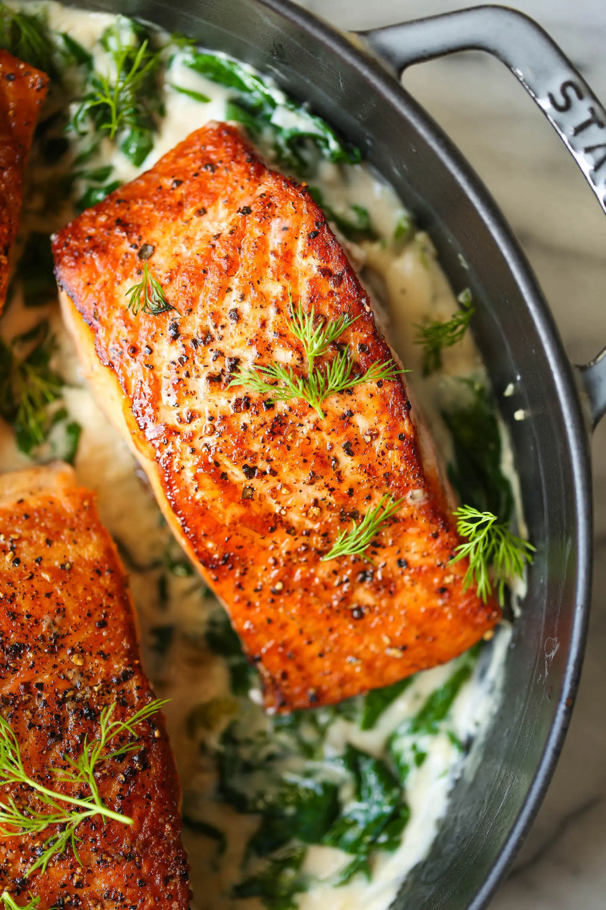 Salmon with Garlic Cream Sauce