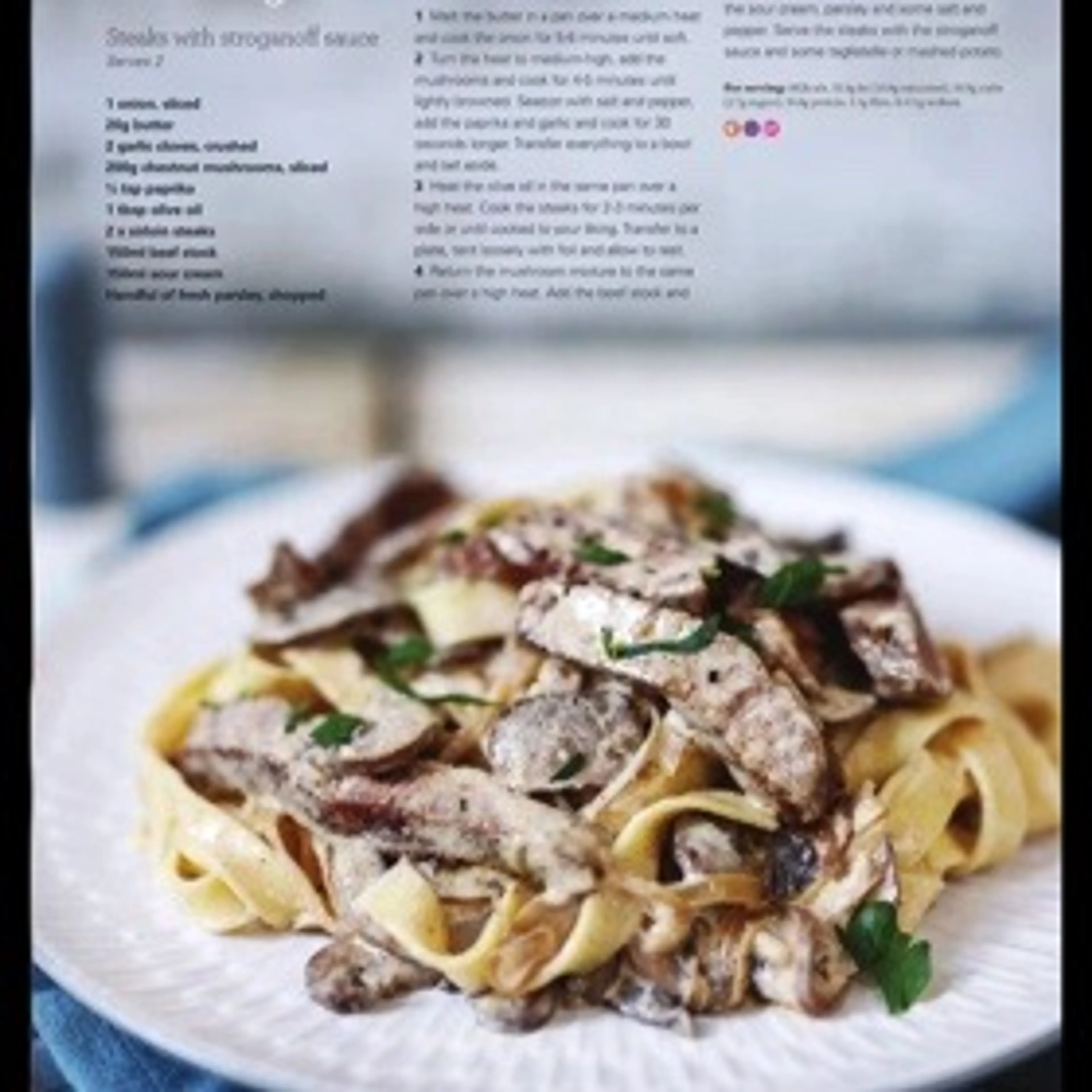 Steaks with stroganoff sauce