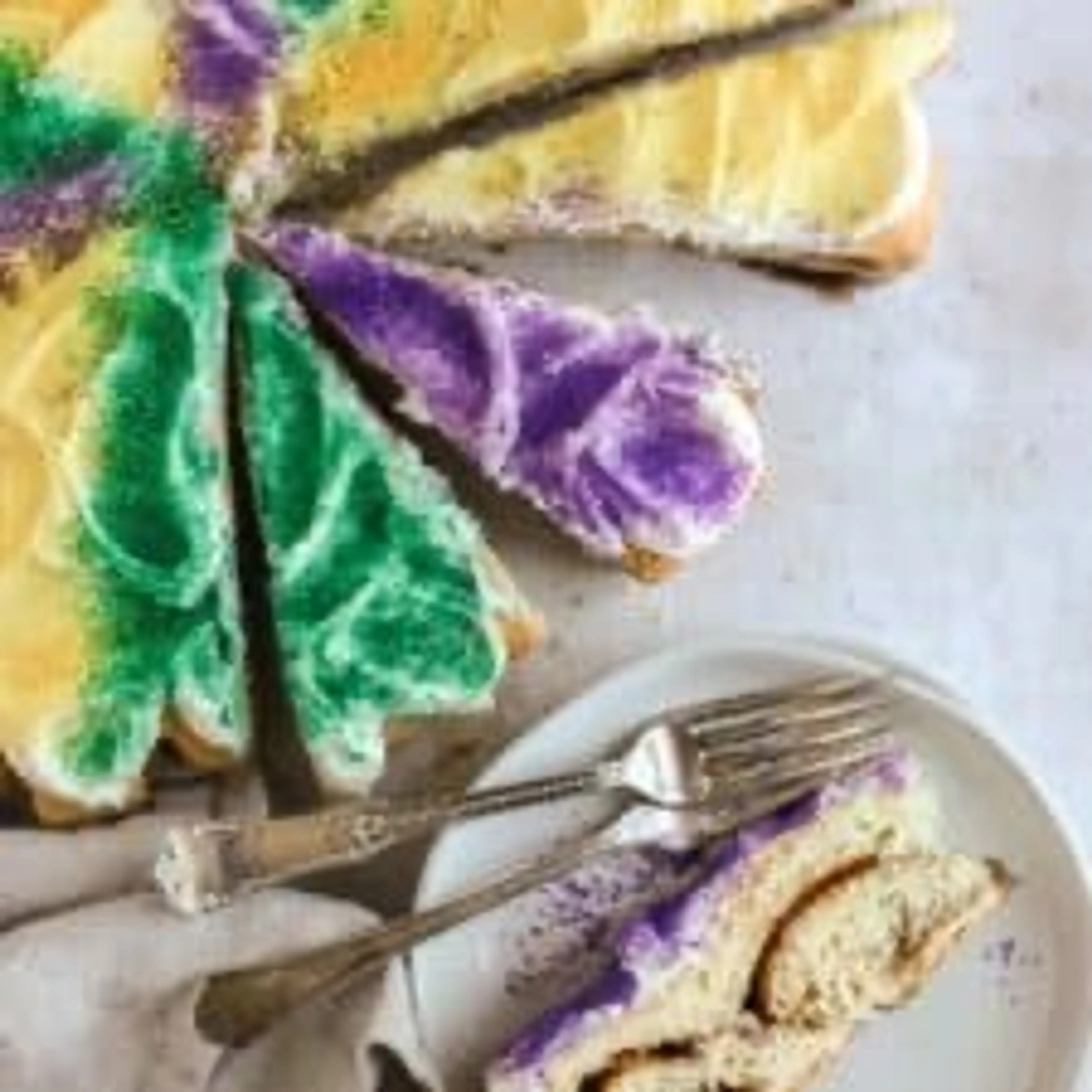 Soft and Moist Mardi Gras King Cake