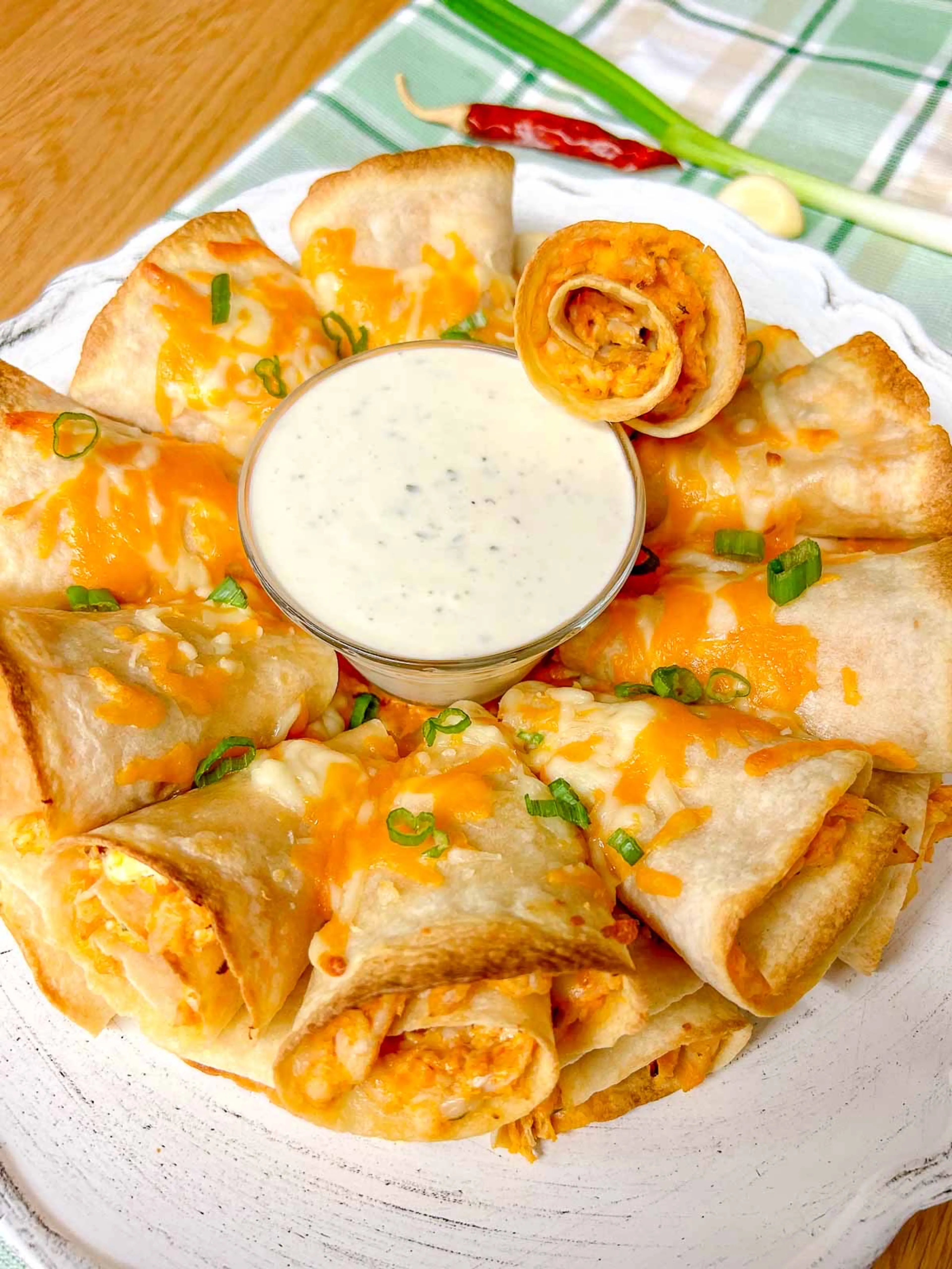 Buffalo Chicken Blooming Quesadilla